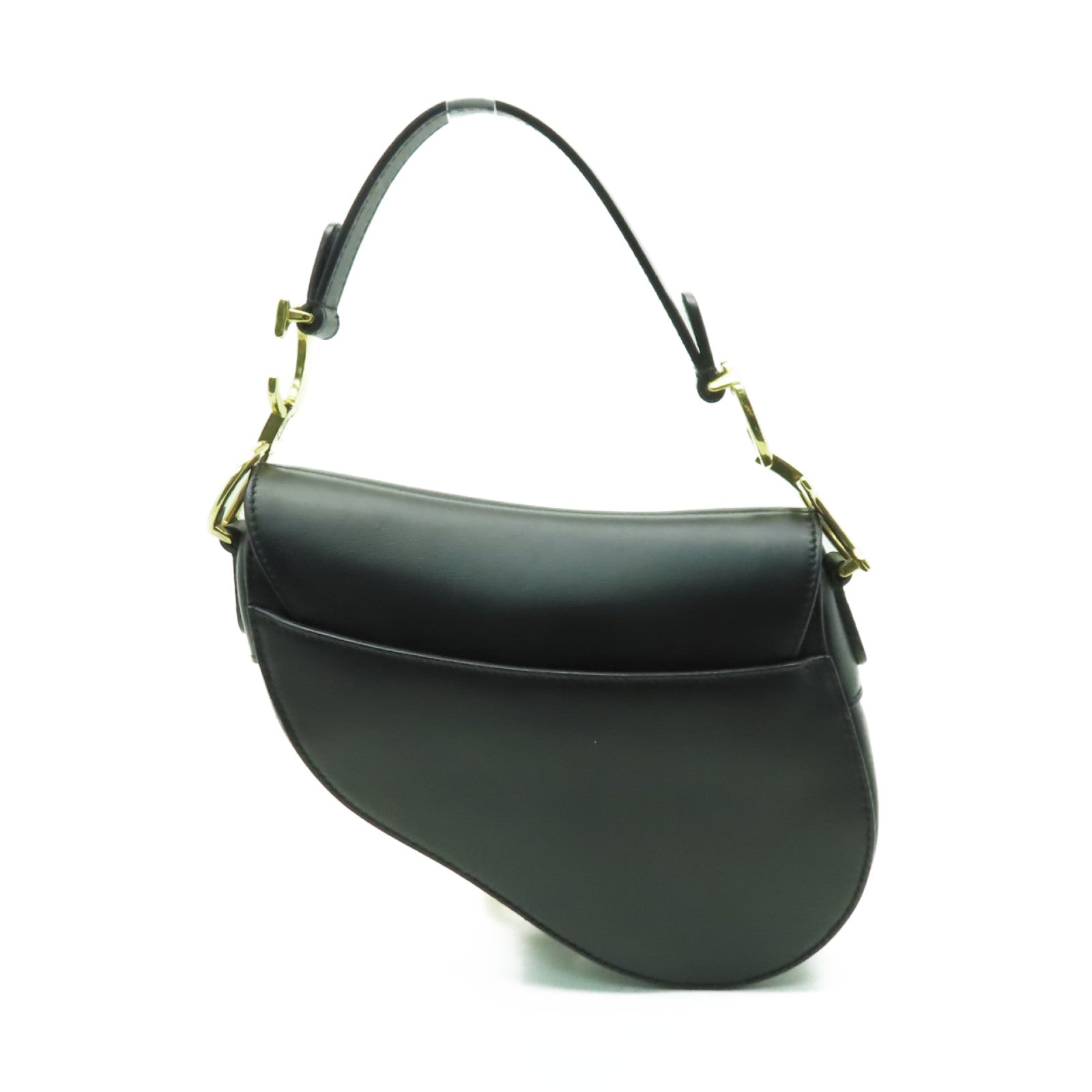 Dior 牛皮皮革Mini Saddle金扣手挽袋黒色