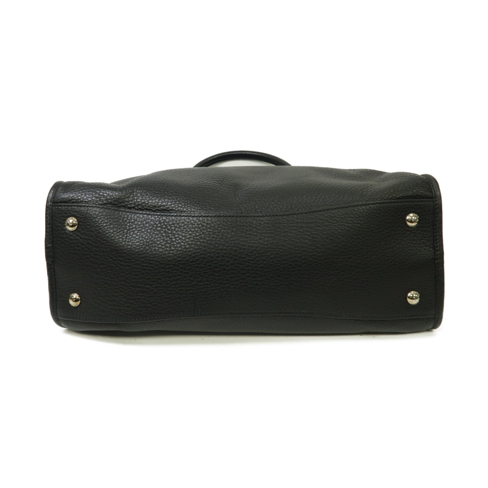 PRADA 牛皮皮革Vitello Daino Zip銀扣手挽肩背兩用袋黑色