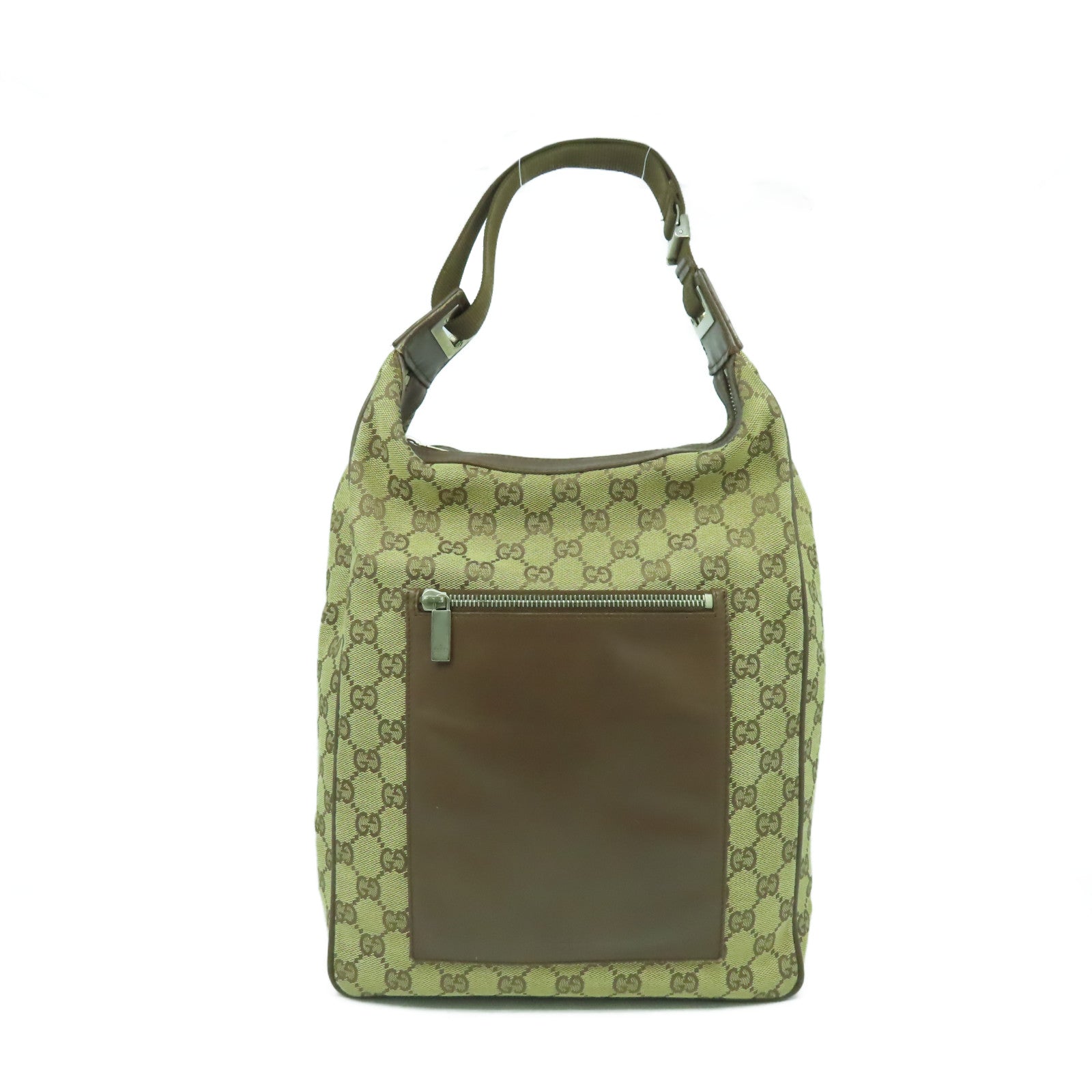 GUCCI 帆布Shoulder Bag銀扣肩背袋啡色