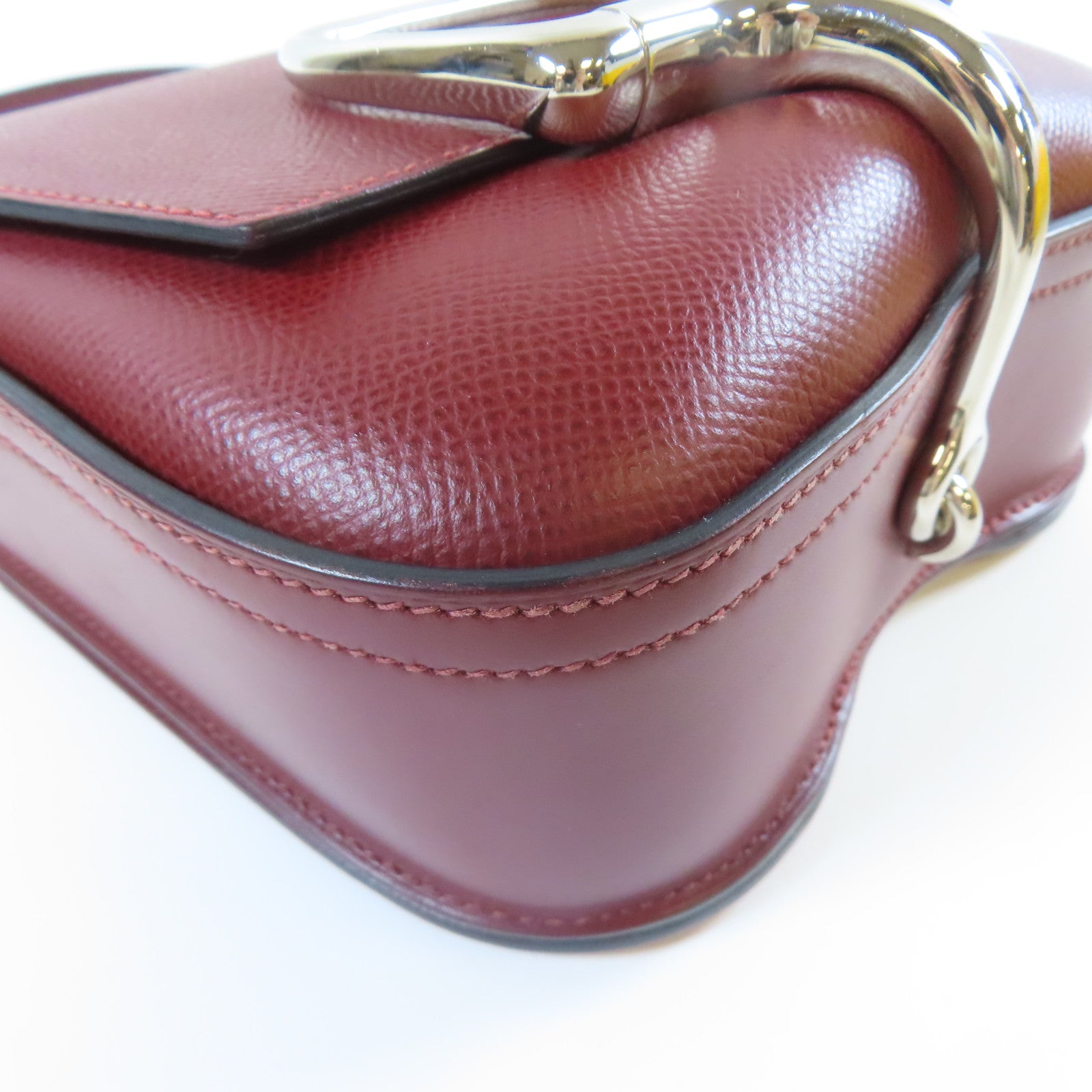 HERMES Veau Epsom皮革Della Cavaller Mini銀扣肩背袋紅色