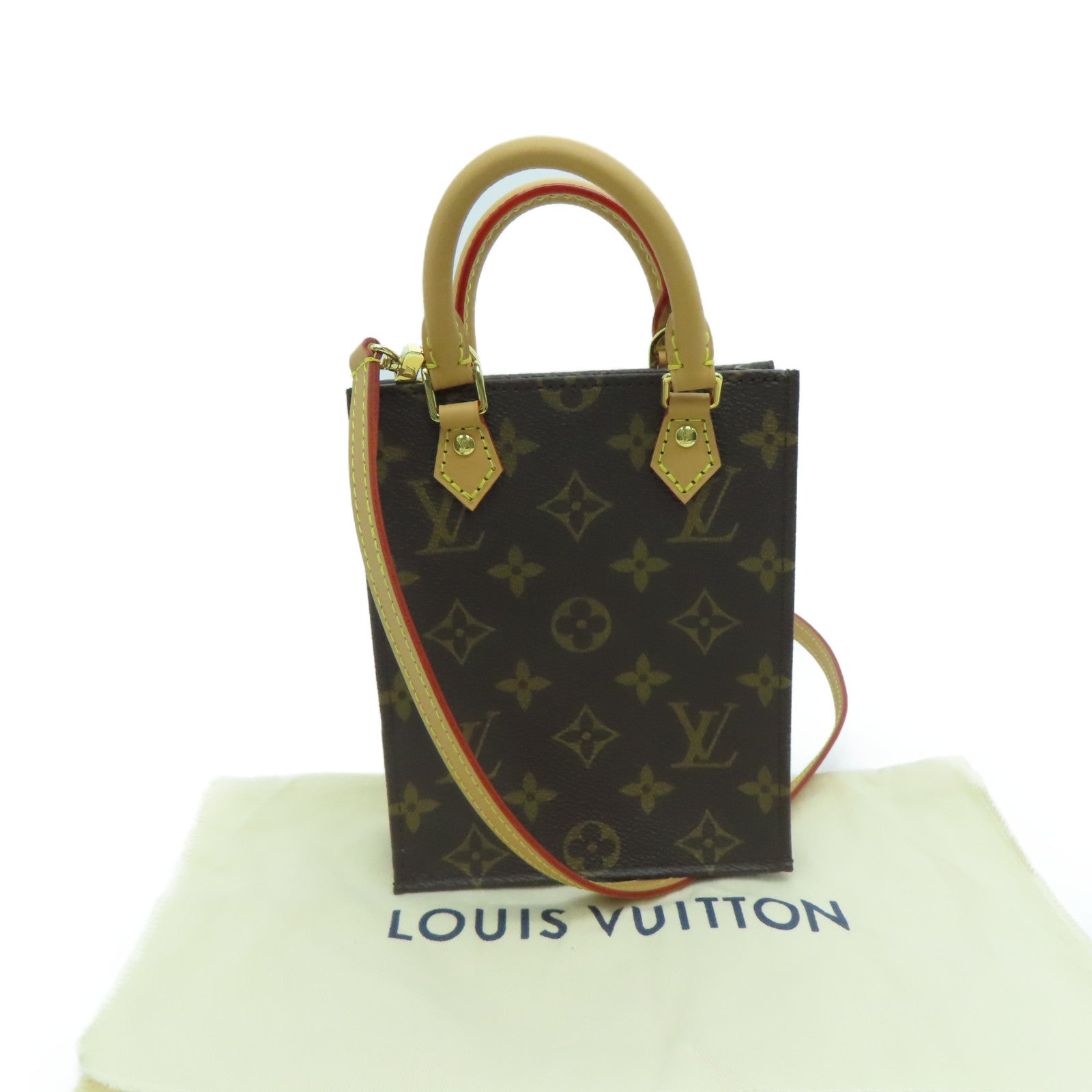 LOUIS VUITTON 【激減優惠】Monogram Petit Sac Plat Shoulder Bag金扣手挽肩背兩用袋啡色