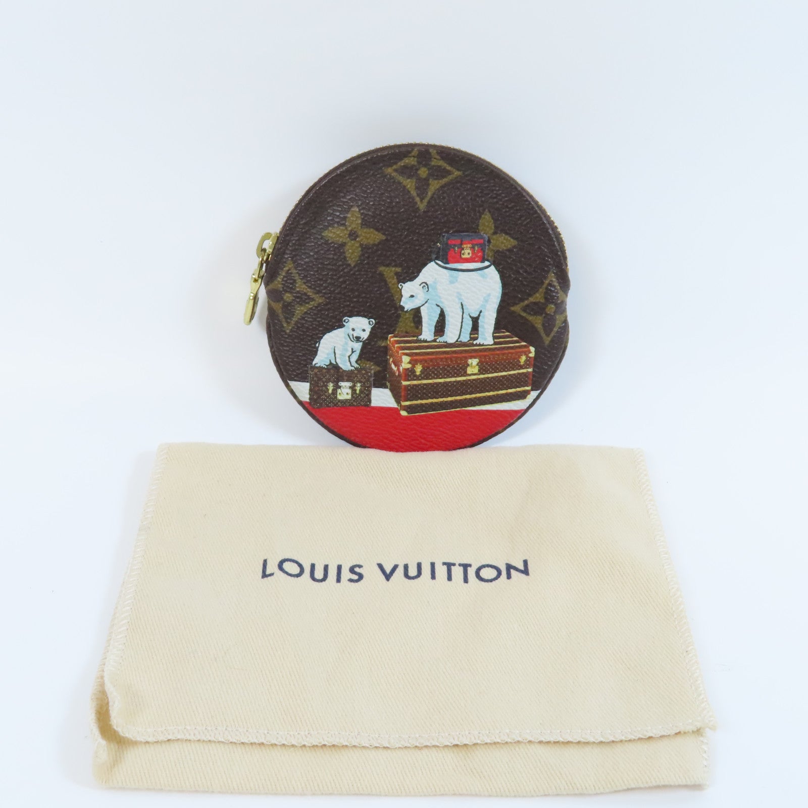 LOUIS VUITTON Monogram Porte-monnaie Rond金扣零錢包啡色