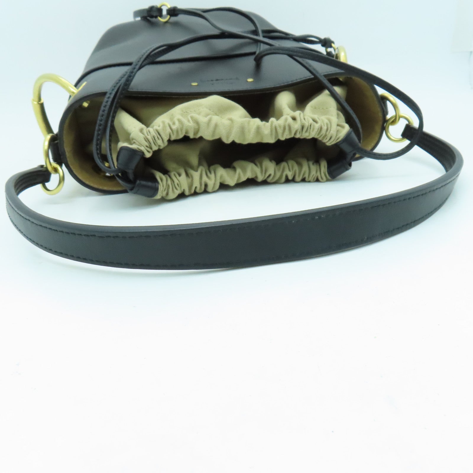Chloe 牛皮皮革Handbag金扣手挽袋黑色