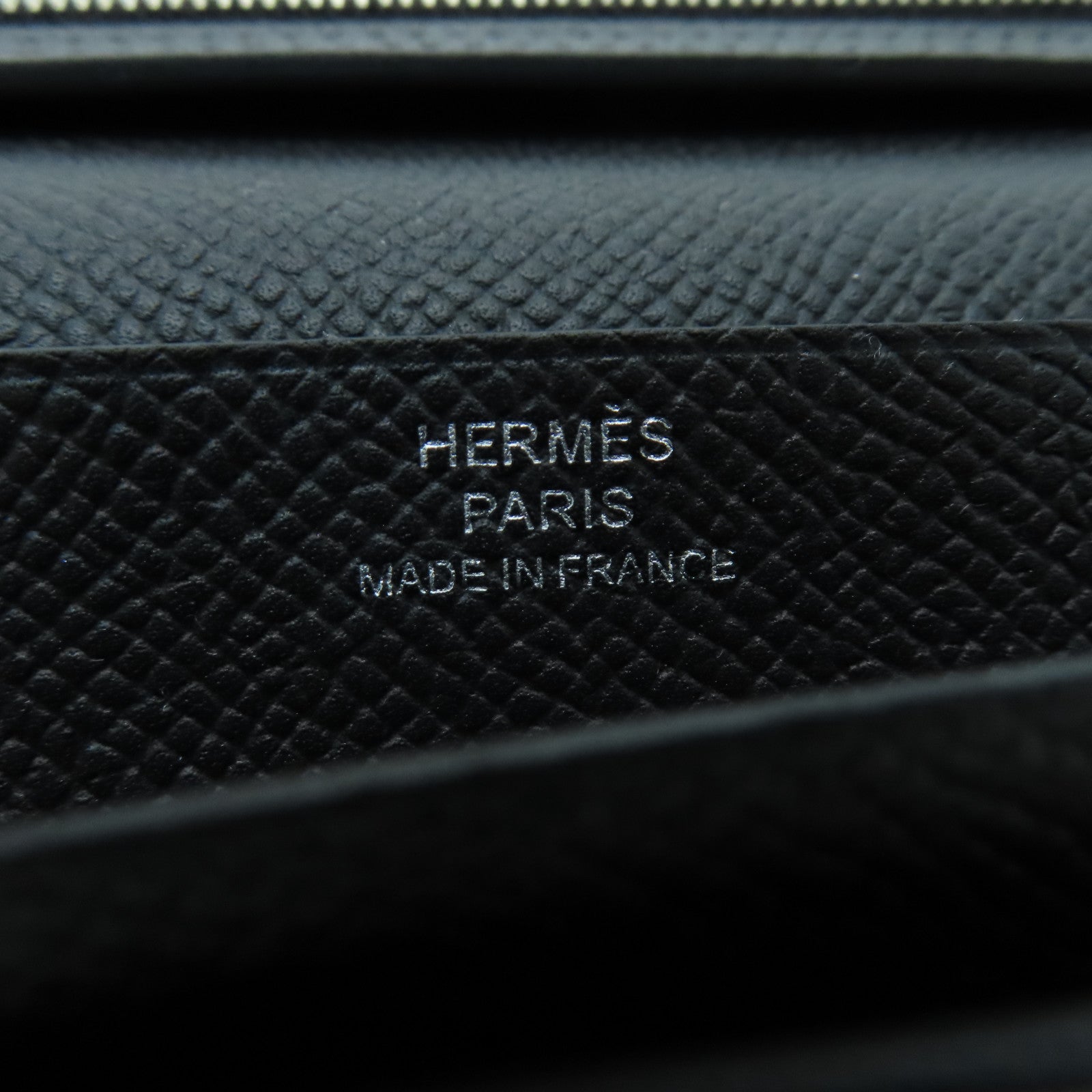HERMES Epsom皮革Bearn Long Wallet銀扣長錢包黑色