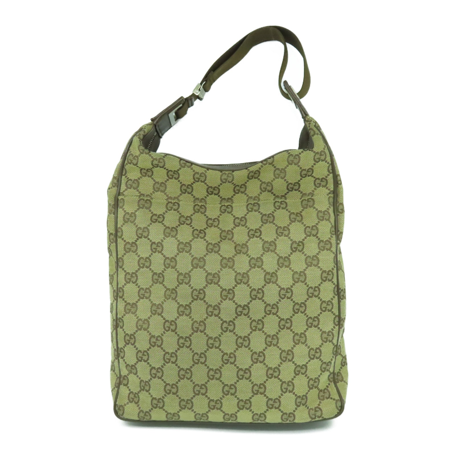 GUCCI 帆布Shoulder Bag銀扣肩背袋啡色