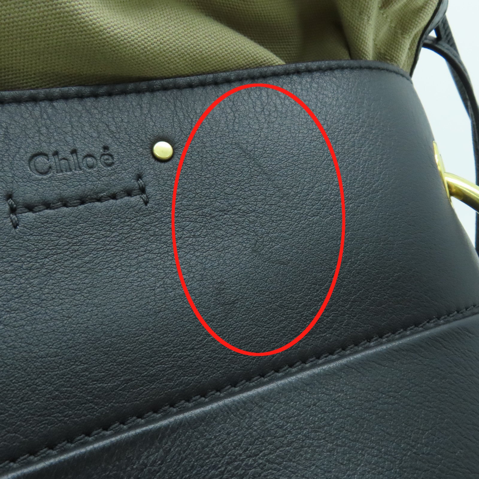 Chloe 牛皮皮革Handbag金扣手挽袋黑色
