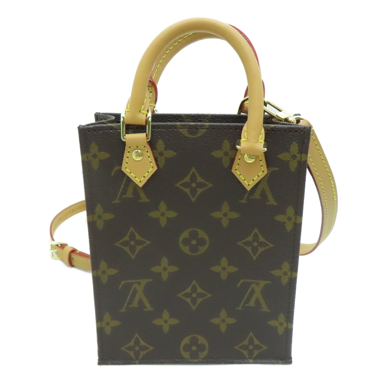 LOUIS VUITTON 【激減優惠】Monogram Petit Sac Plat Shoulder Bag金扣手挽肩背兩用袋啡色