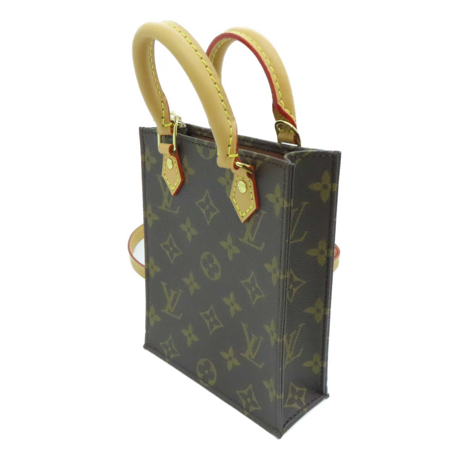 LOUIS VUITTON 【激減優惠】Monogram Petit Sac Plat Shoulder Bag金扣手挽肩背兩用袋啡色