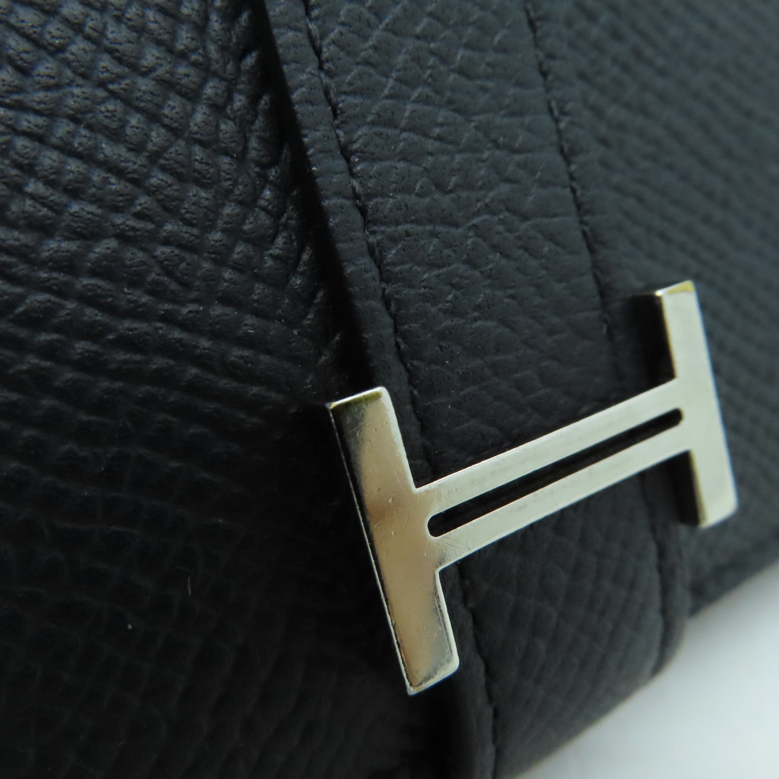 HERMES Epsom皮革Bearn Long Wallet銀扣長錢包黑色