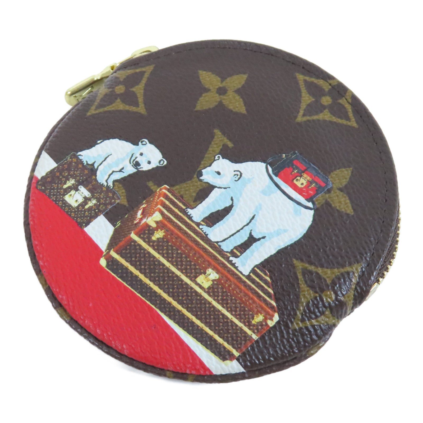 LOUIS VUITTON Monogram Porte-monnaie Rond金扣零錢包啡色