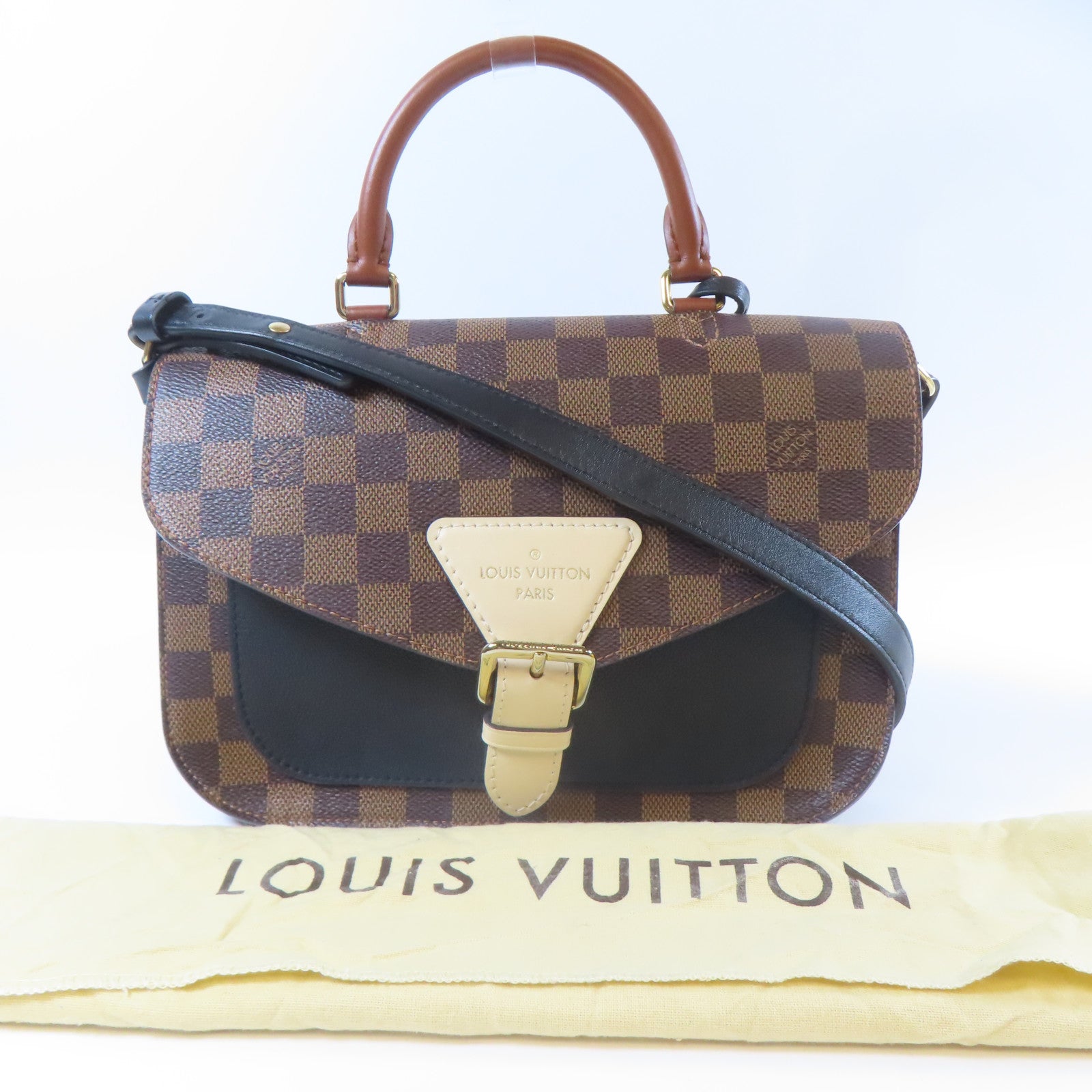 LOUIS VUITTON Damier Beaumarchais金扣手挽肩背兩用袋啡色