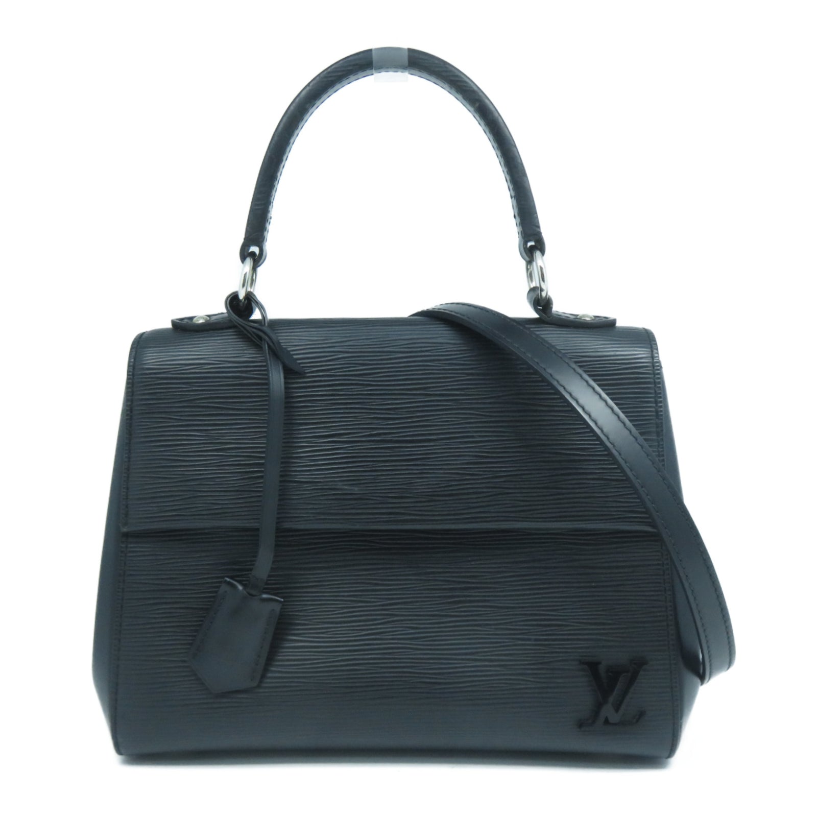 LOUIS VUITTON Epi Cluny BB銀扣手挽肩背兩用袋黑色