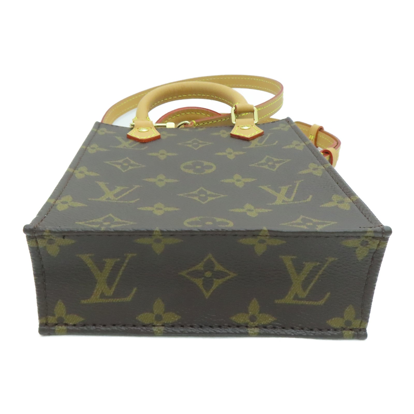 LOUIS VUITTON 【激減優惠】Monogram Petit Sac Plat Shoulder Bag金扣手挽肩背兩用袋啡色