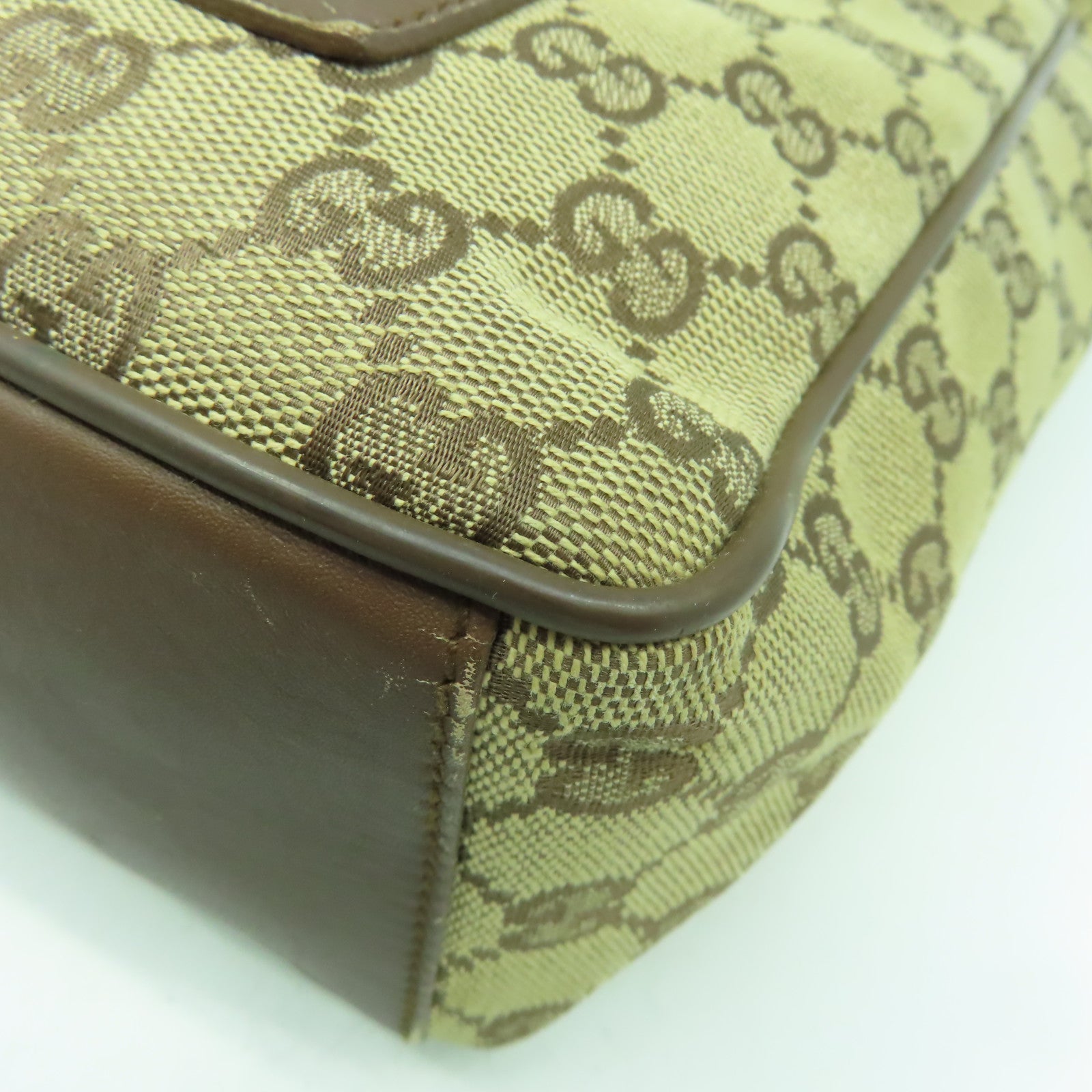 GUCCI 帆布Shoulder Bag銀扣肩背袋啡色