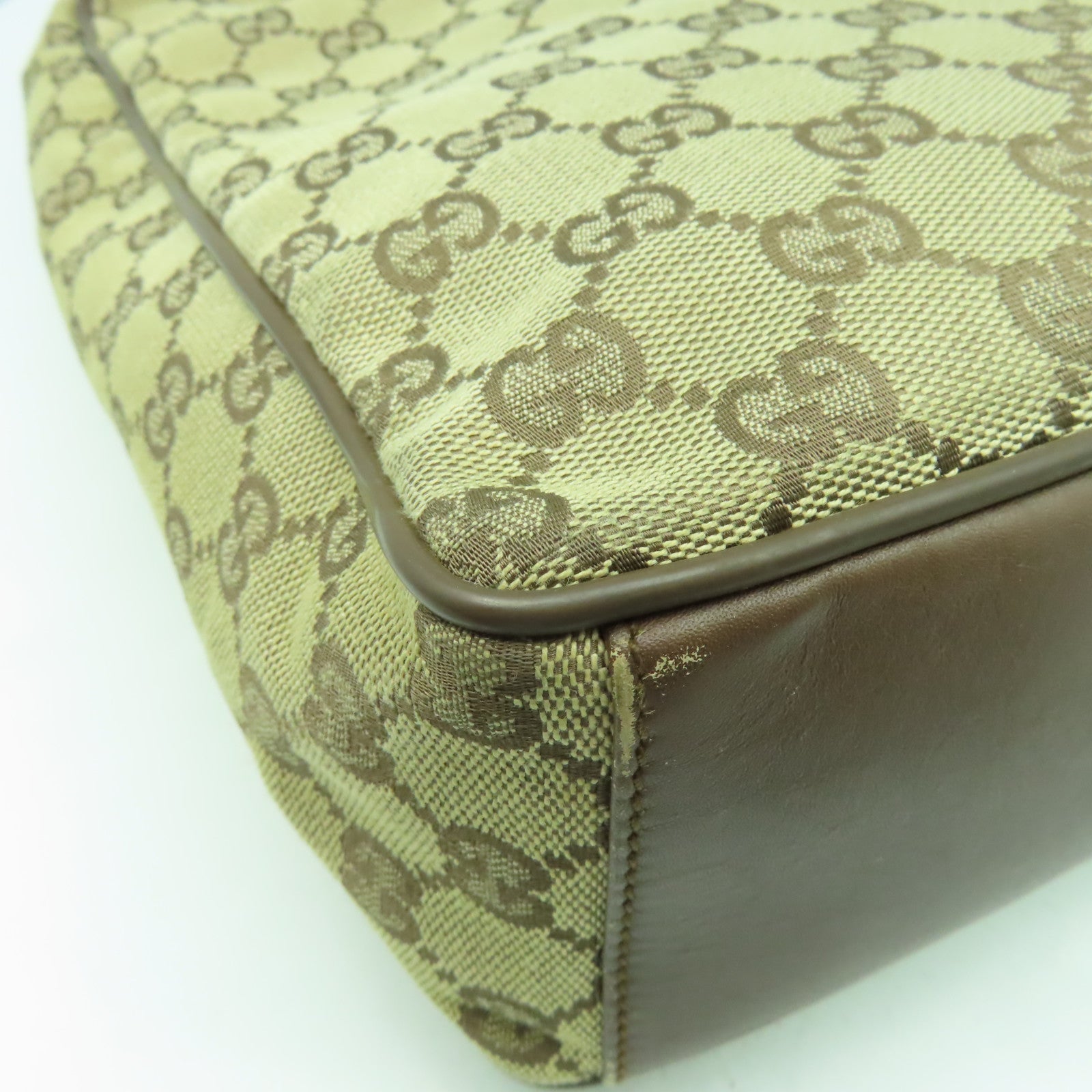 GUCCI 帆布Shoulder Bag銀扣肩背袋啡色