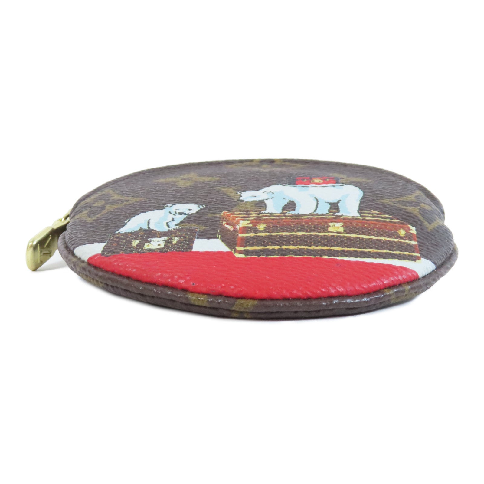 LOUIS VUITTON Monogram Porte-monnaie Rond金扣零錢包啡色