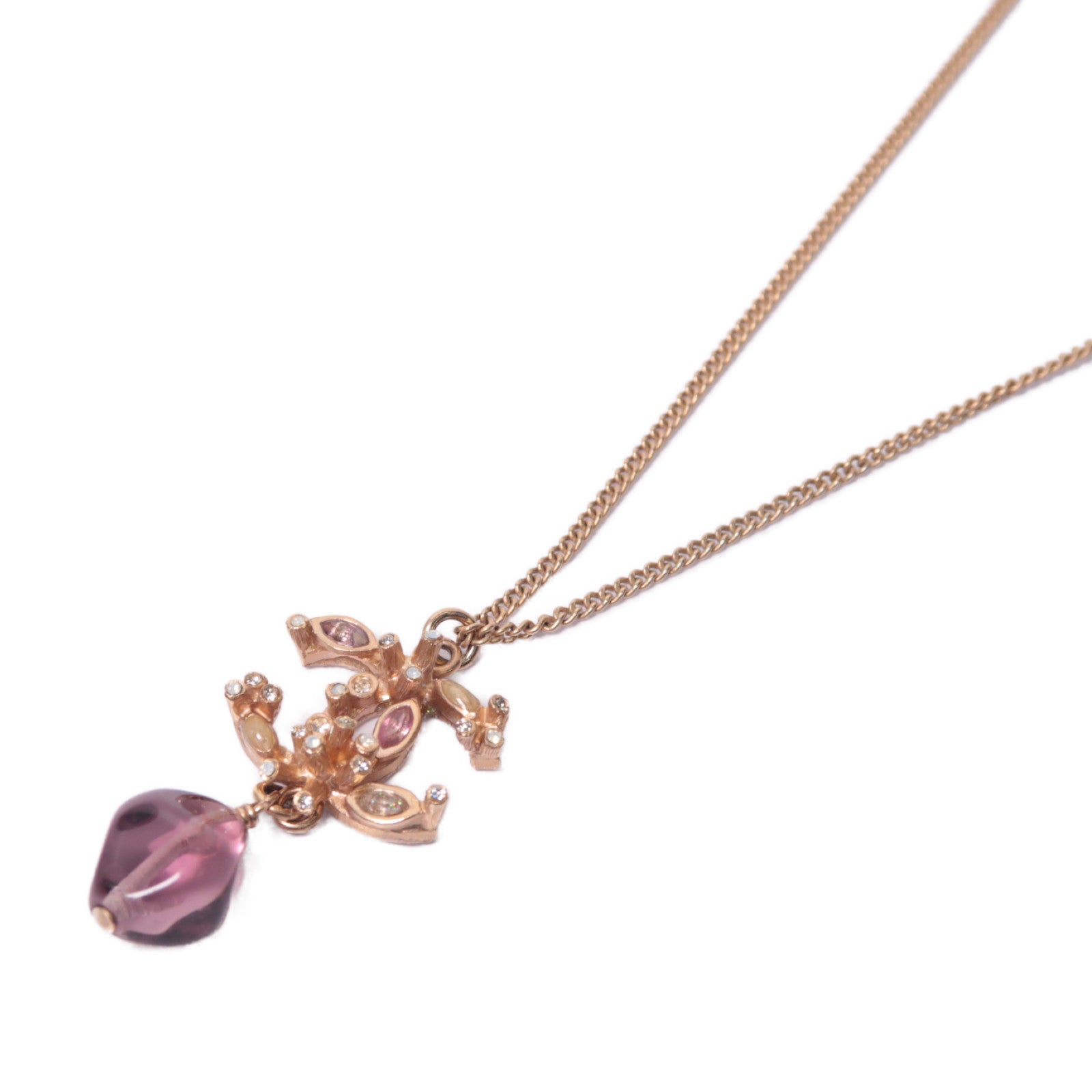 CHANEL PVC/金屬Necklace項鍊粉紅色/紫色/金色
