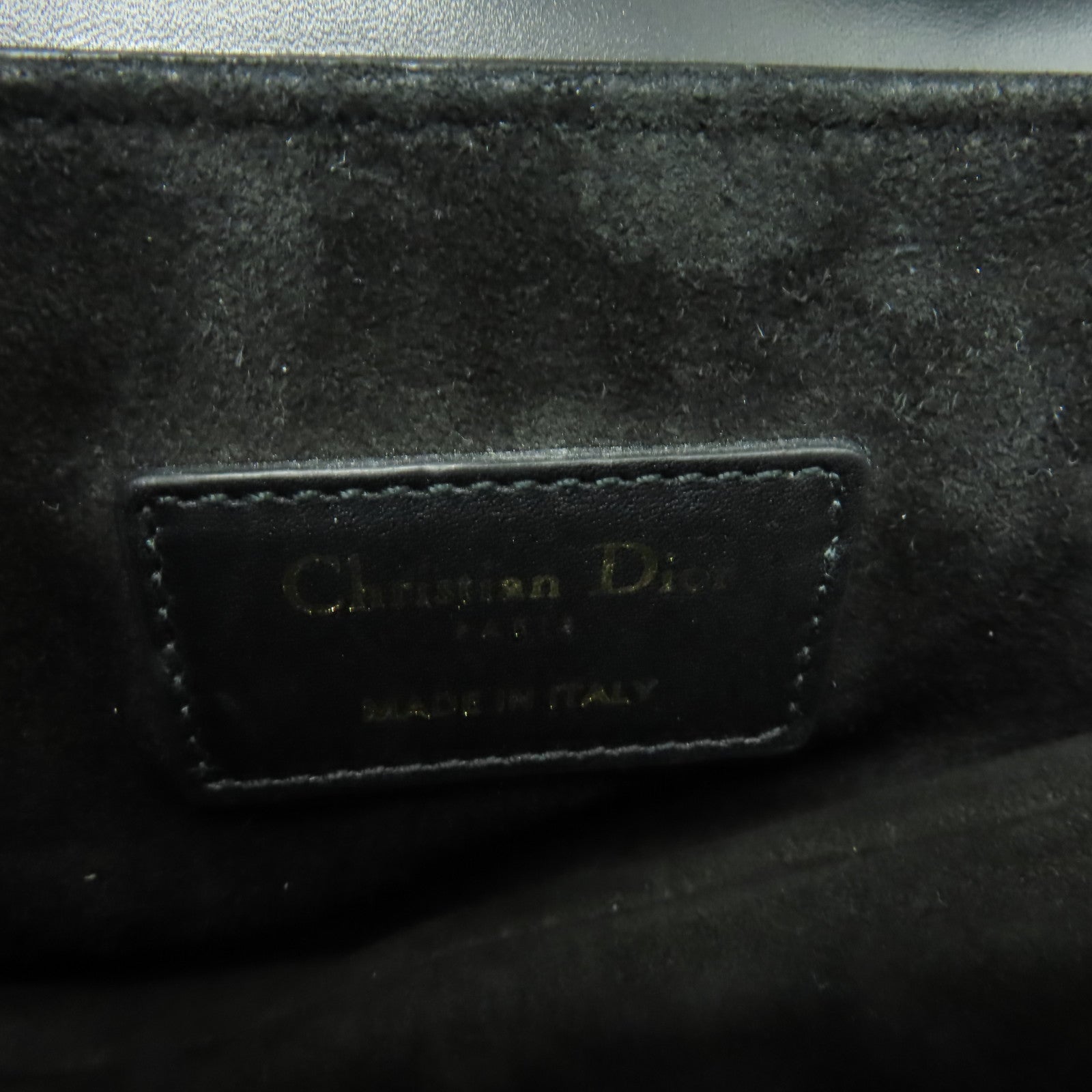 Dior 牛皮皮革Mini Saddle金扣手挽袋黒色