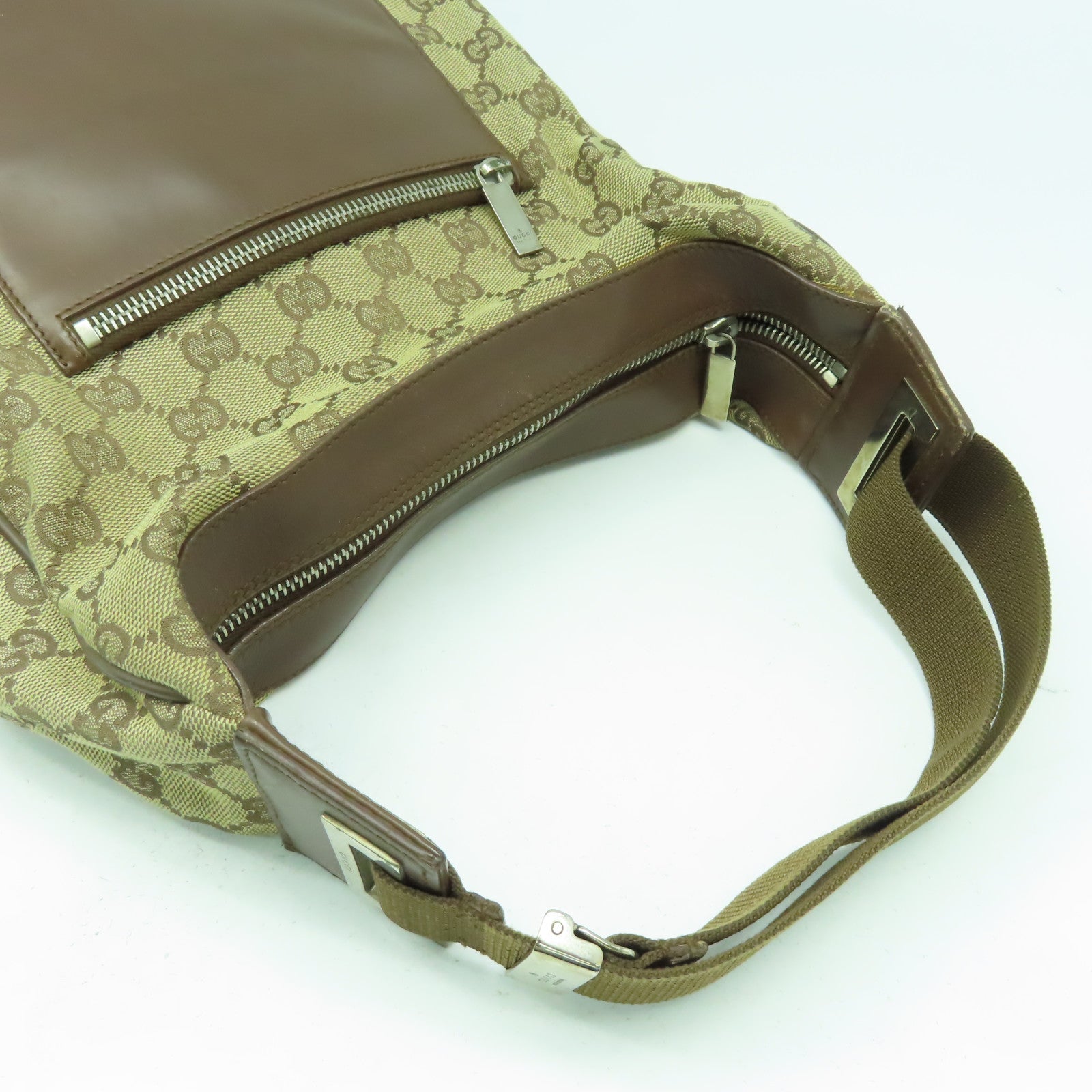 GUCCI 帆布Shoulder Bag銀扣肩背袋啡色