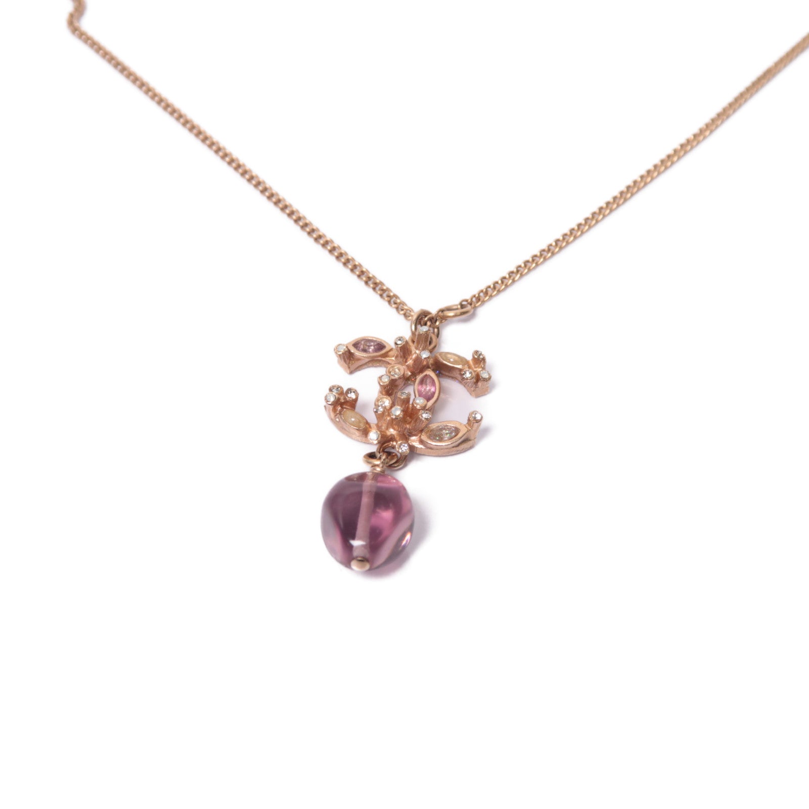 CHANEL PVC/金屬Necklace項鍊粉紅色/紫色/金色