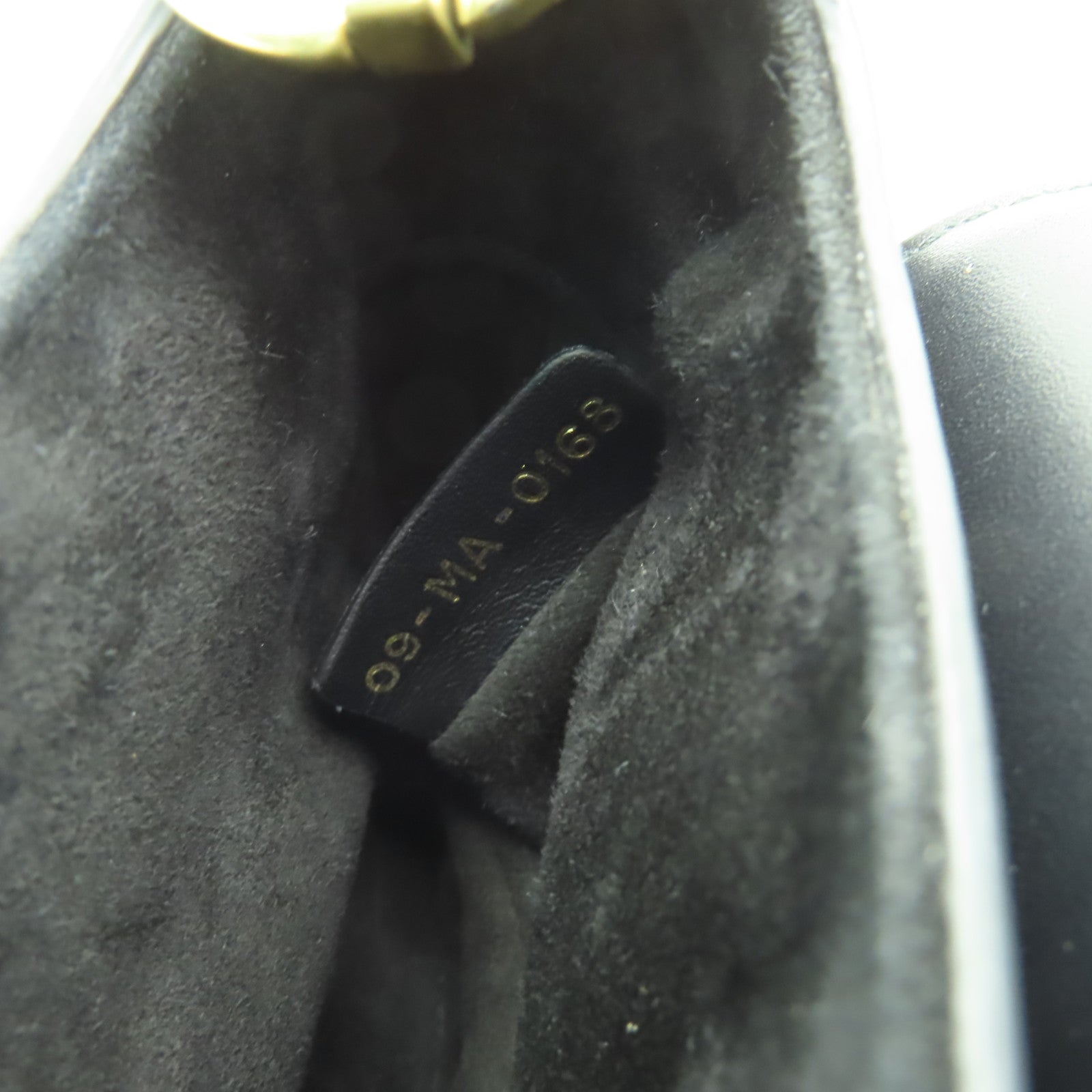 Dior 牛皮皮革Mini Saddle金扣手挽袋黒色