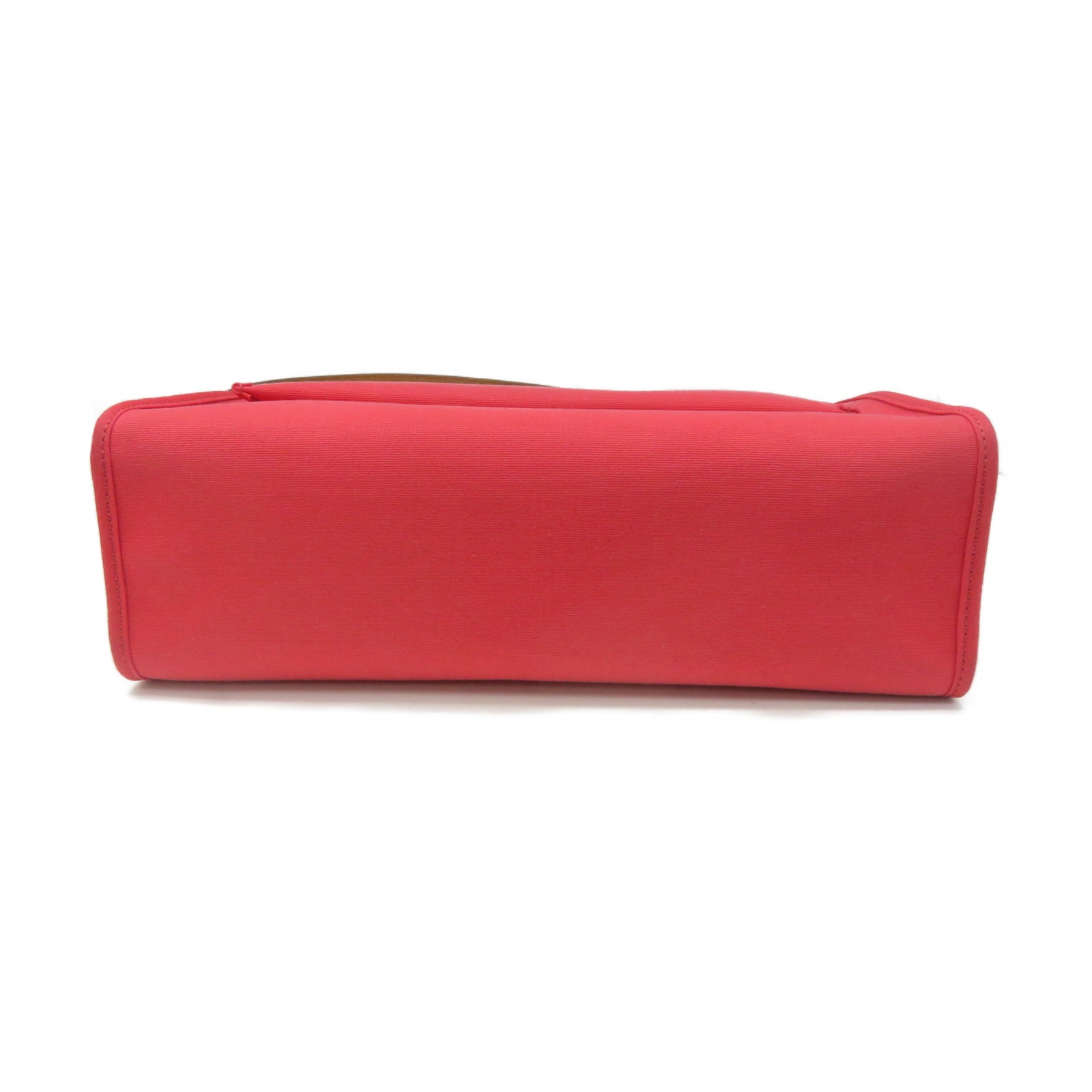 HERMES 帆布Herbag PM銀扣手挽肩背兩用袋紅色/棕色