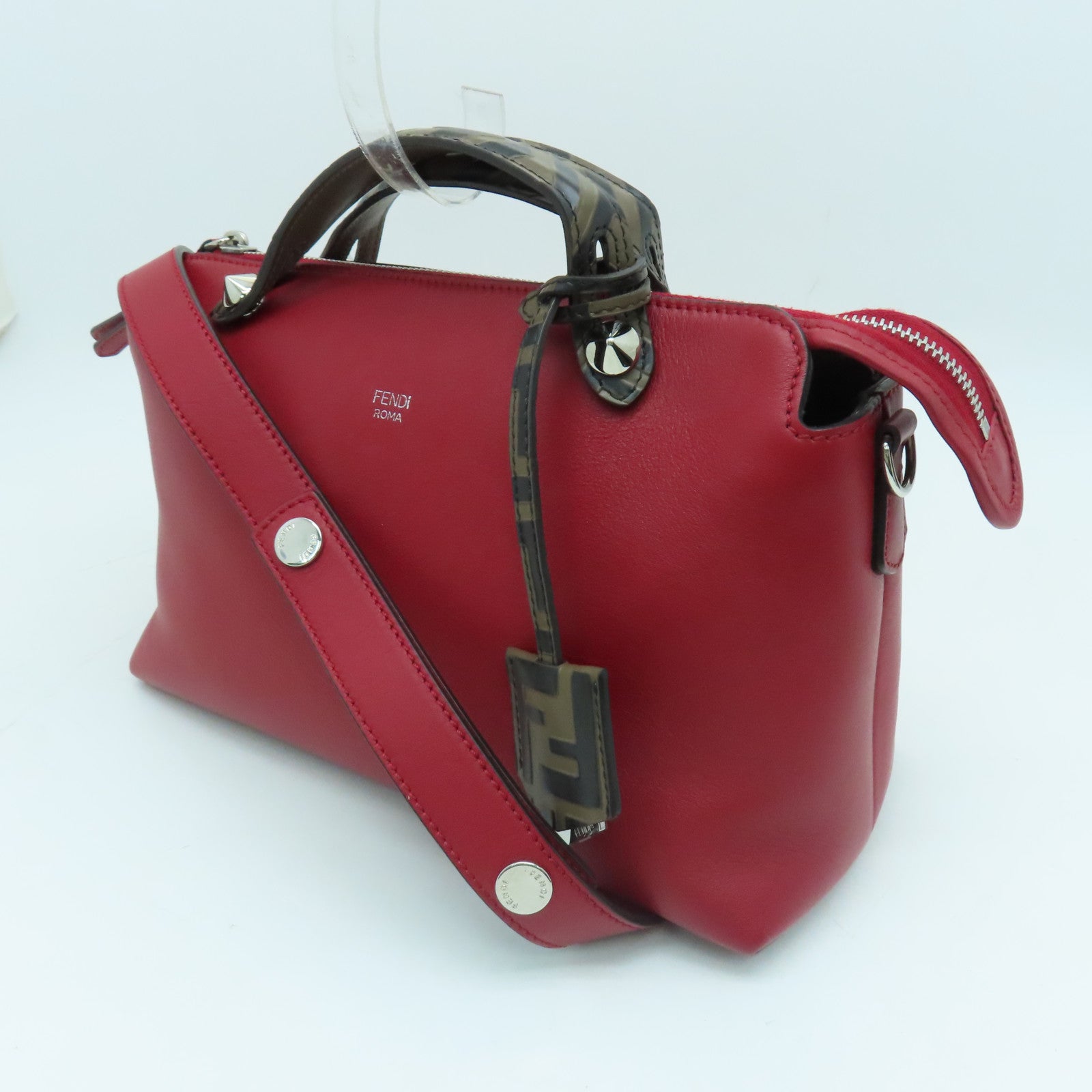 FENDI 牛皮皮革By The Way银扣手挽肩背两用袋红色