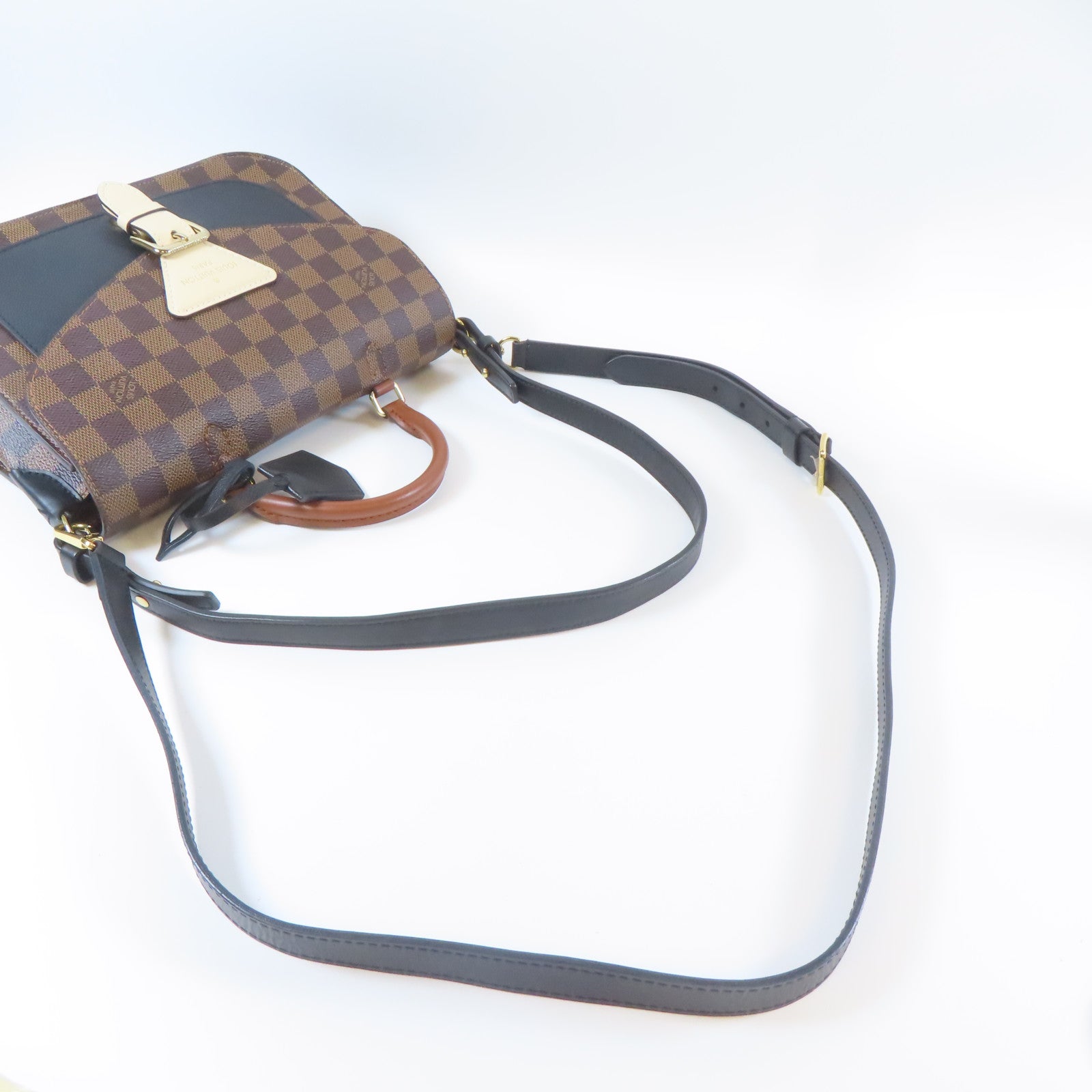 LOUIS VUITTON Damier Beaumarchais金扣手挽肩背兩用袋啡色