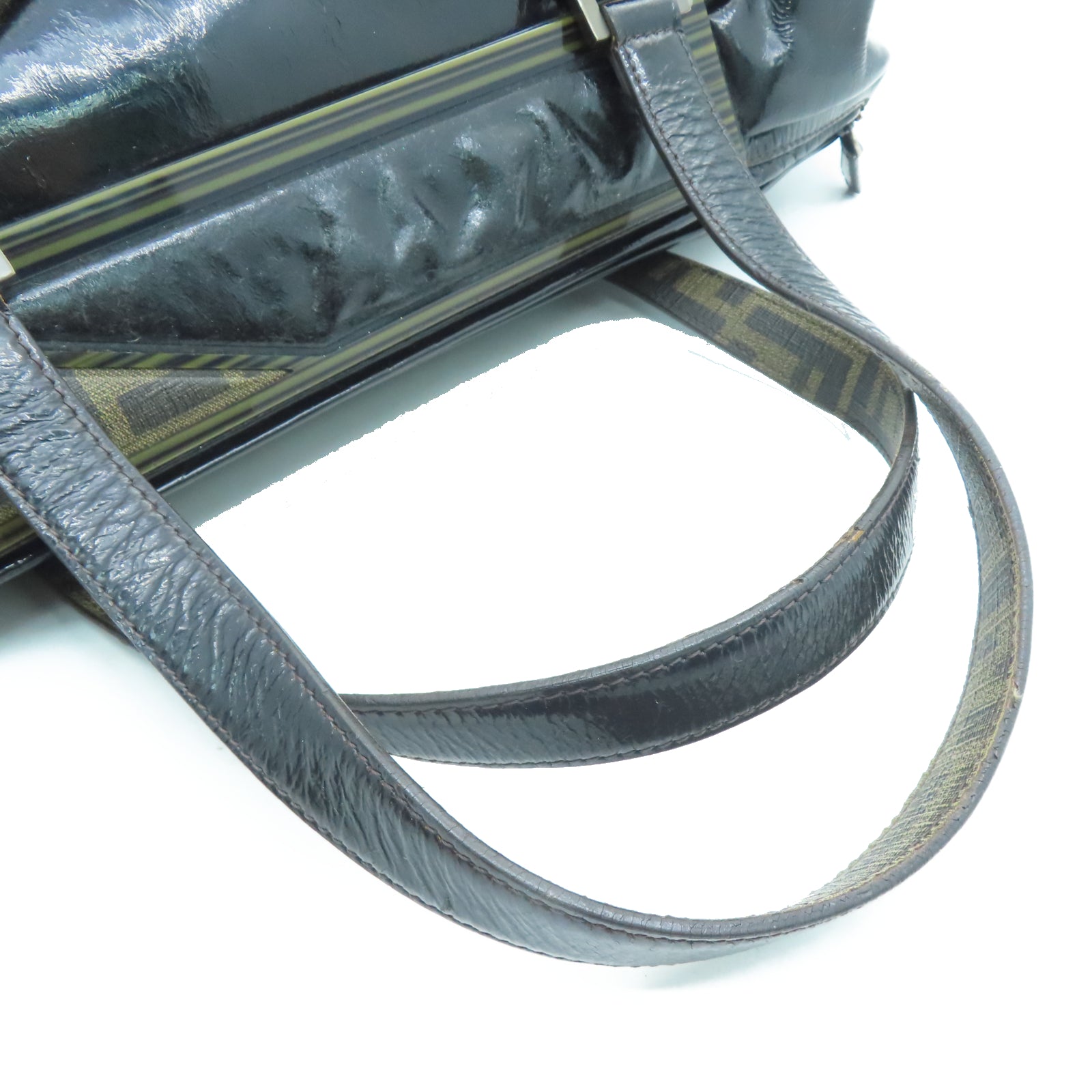 FENDI 帆布Tote Bag銀扣手挽袋棕色