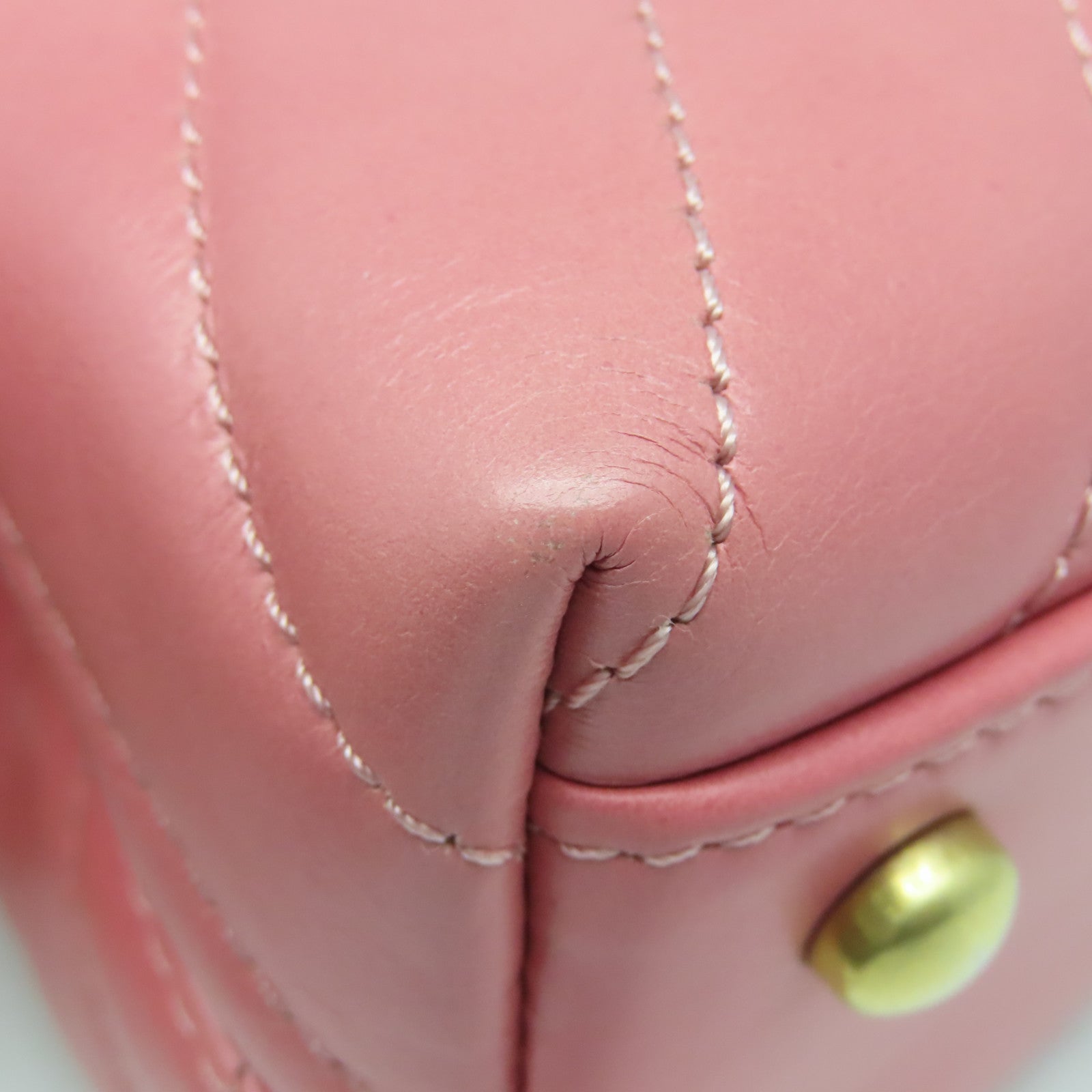 CHANEL 斜纹牛皮皮革Small Coco Handle金扣链带肩背袋粉红色