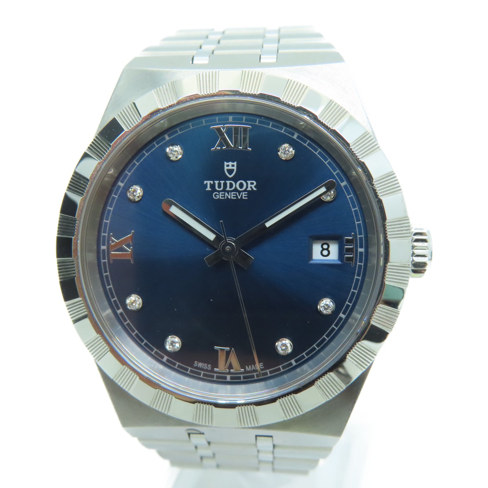 TUDOR Royal 38mm不锈钢钻石手表自动机芯蓝色