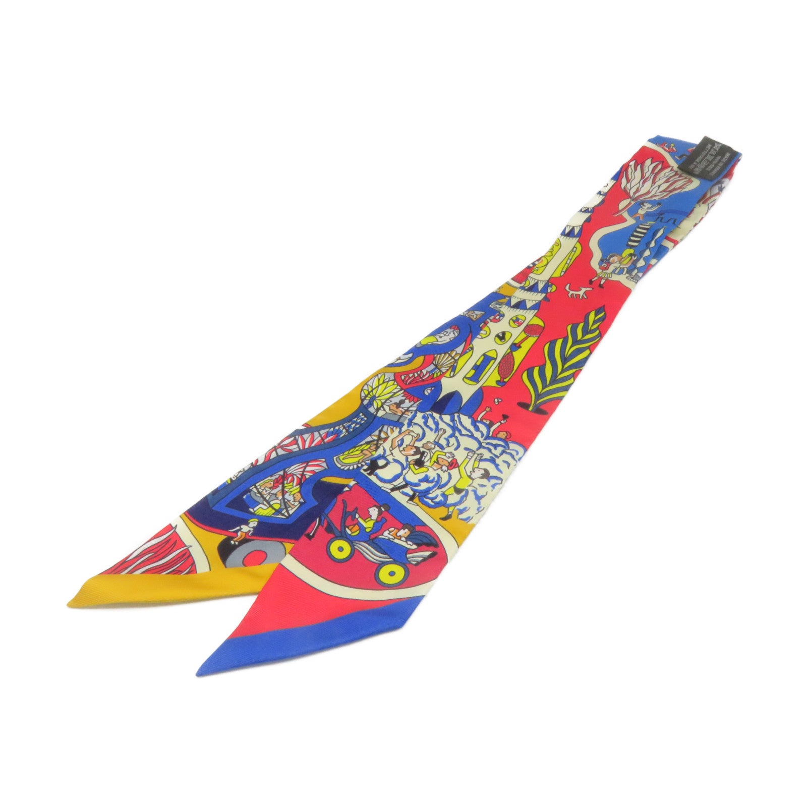HERMES 絲質Twilly Scarf絲巾紅色/彩色