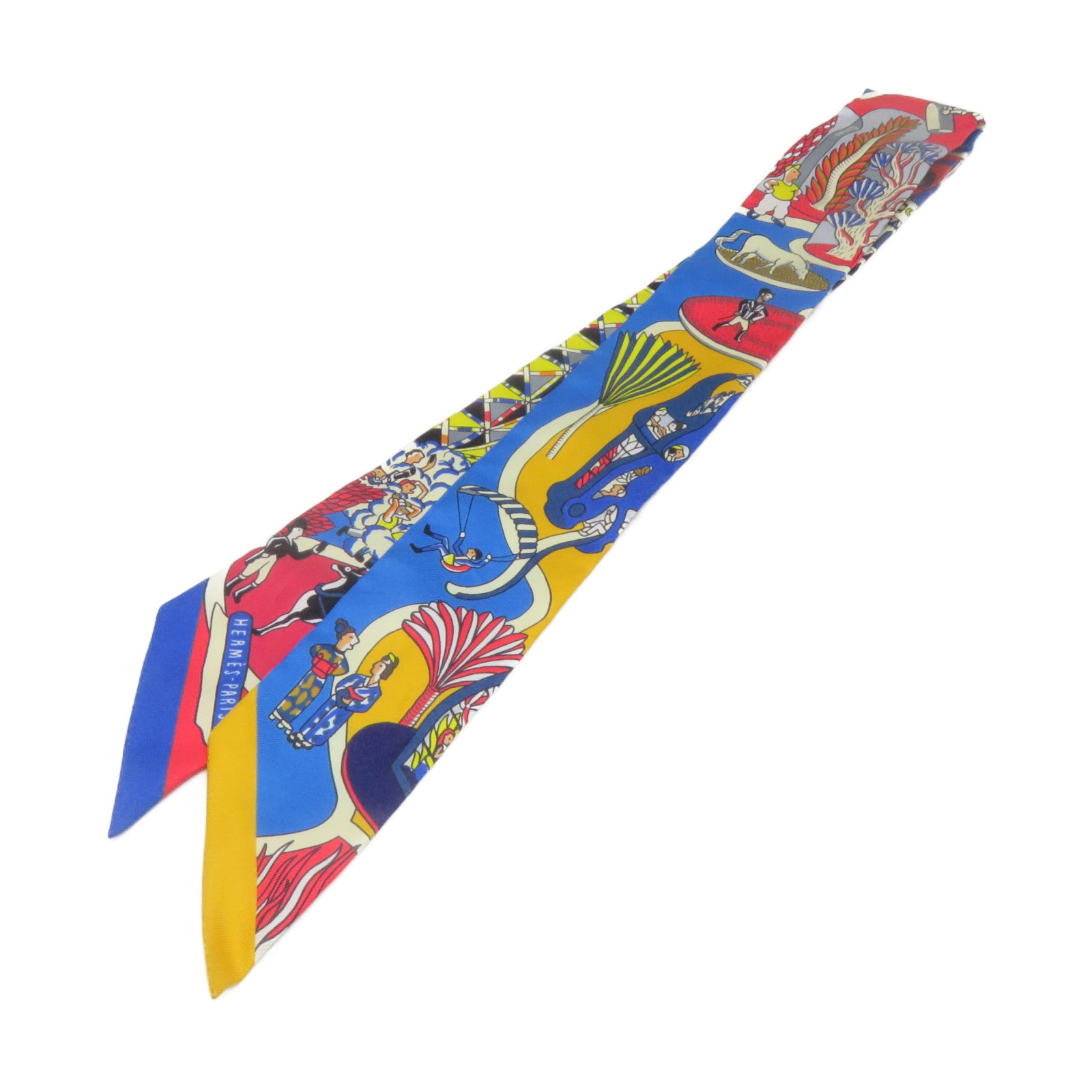 HERMES 絲質Twilly Scarf絲巾紅色/彩色