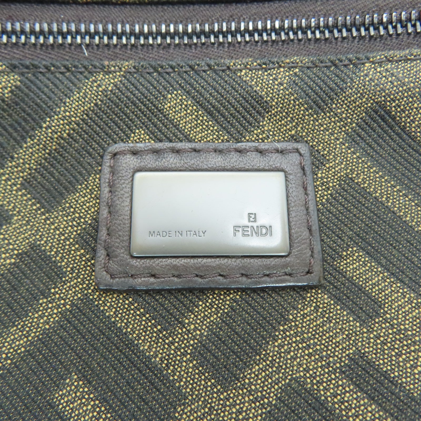 FENDI 帆布Tote Bag銀扣手挽袋棕色