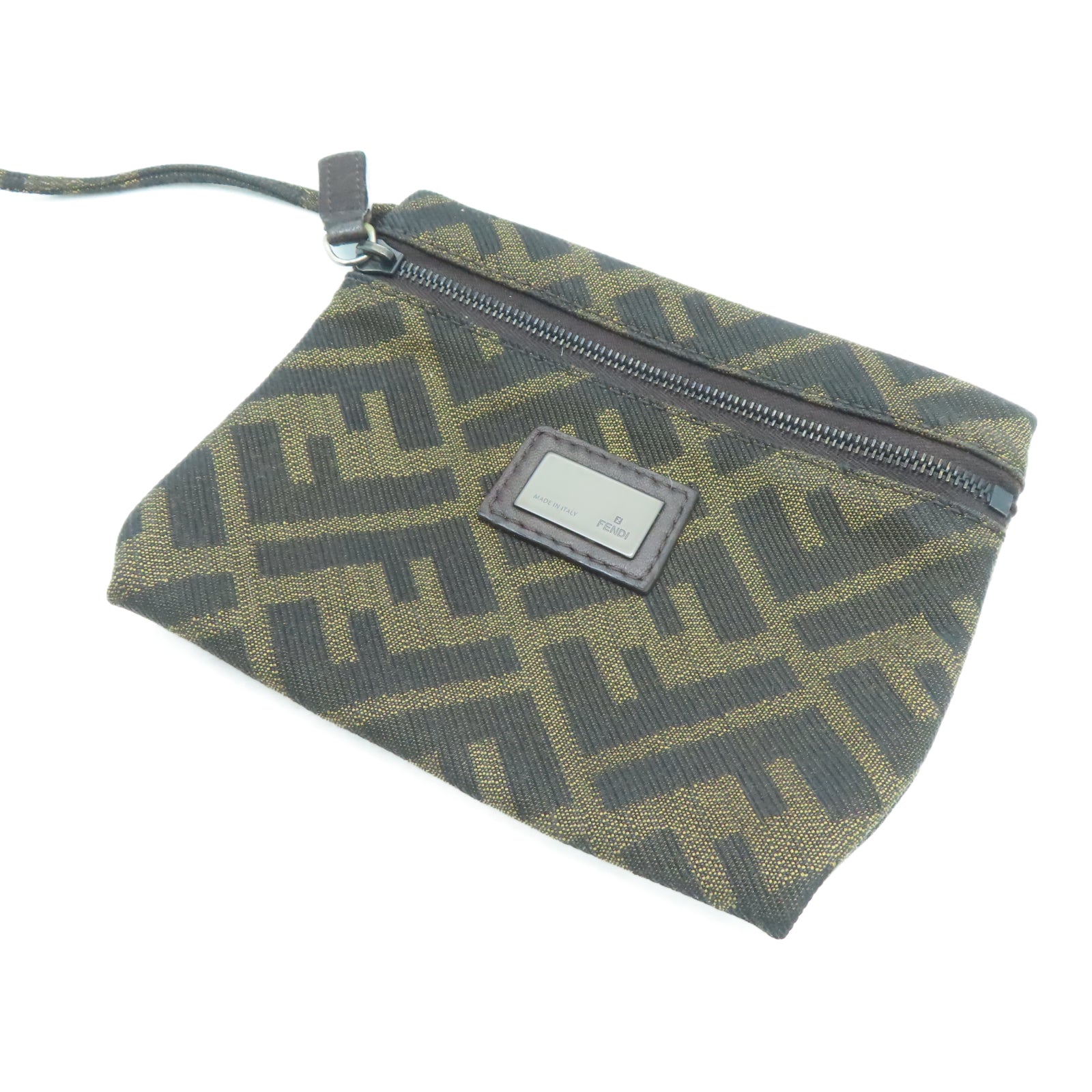 FENDI 帆布Tote Bag銀扣手挽袋棕色