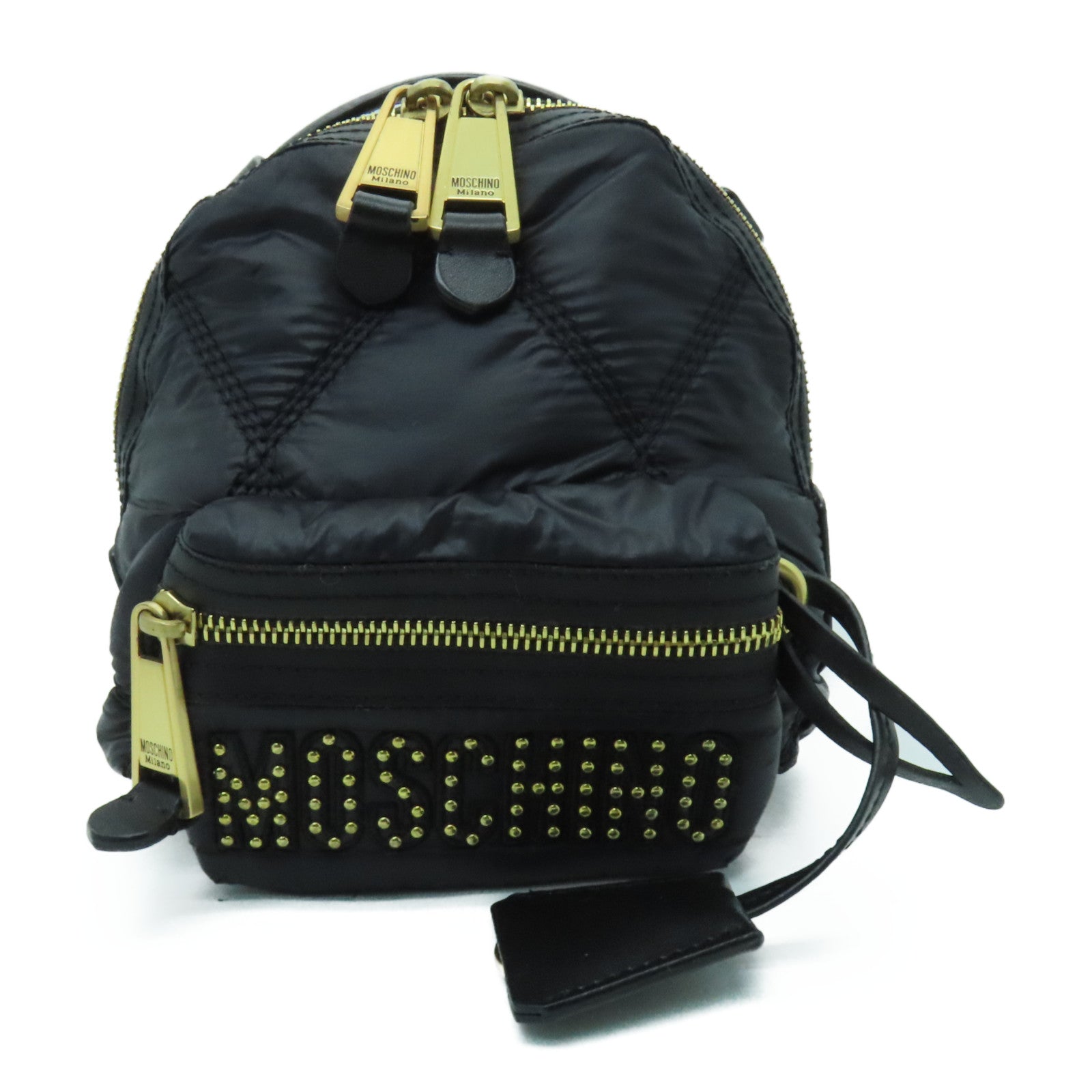 MOSCHINO 帆布Backpack金扣背包黑色