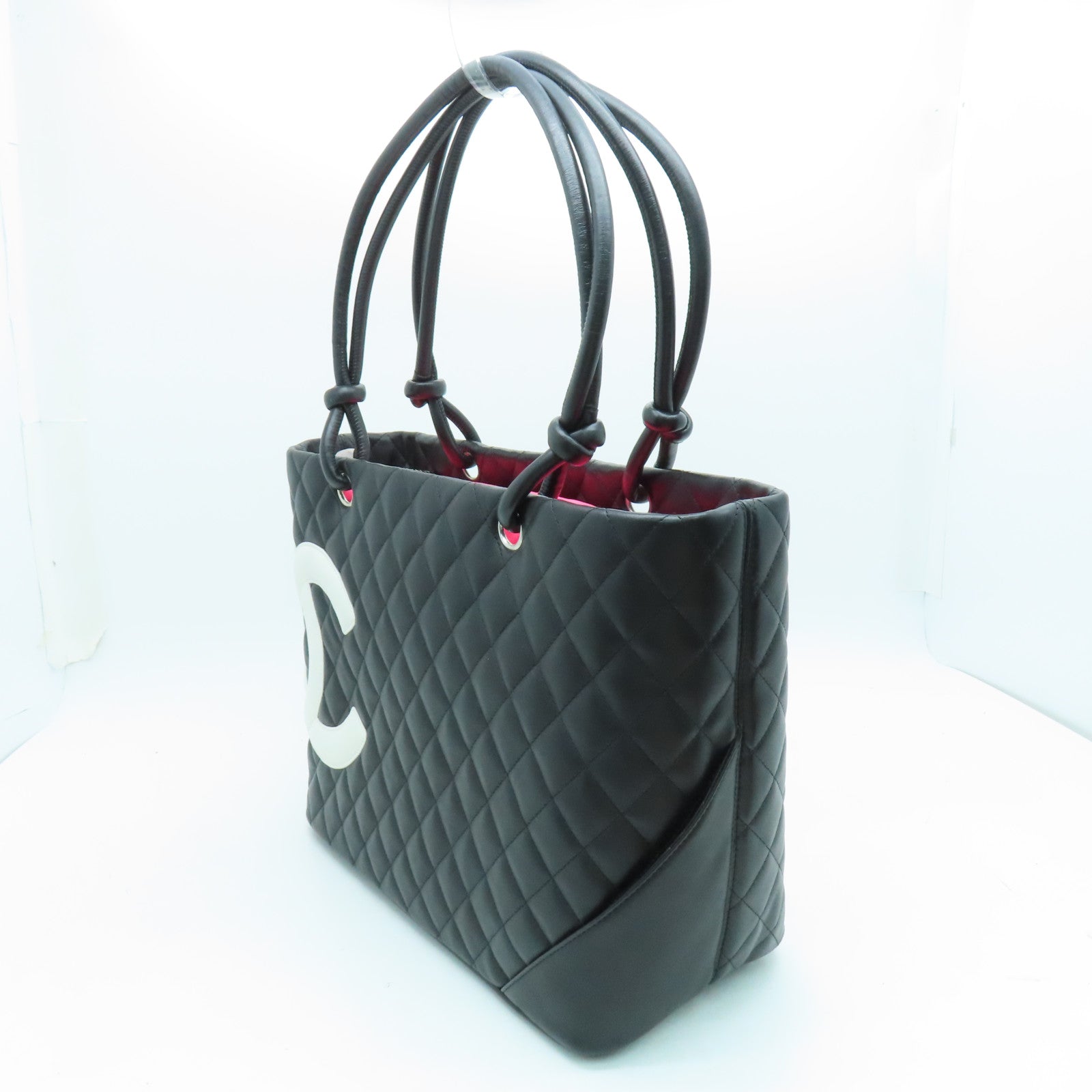 CHANEL 菱格牛皮皮革Cambon Line Tote Bag手挽袋/肩背袋黑色