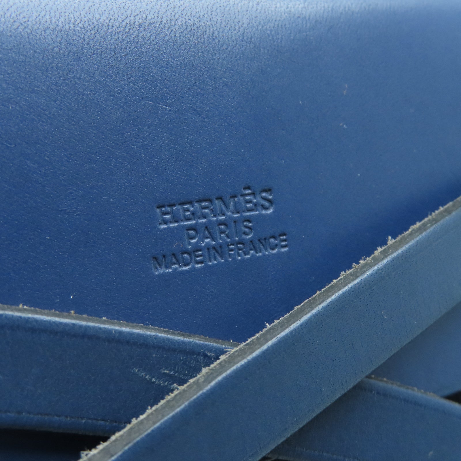 HERMES canvas Herbag Cabas silver buckle handle bag dark blue