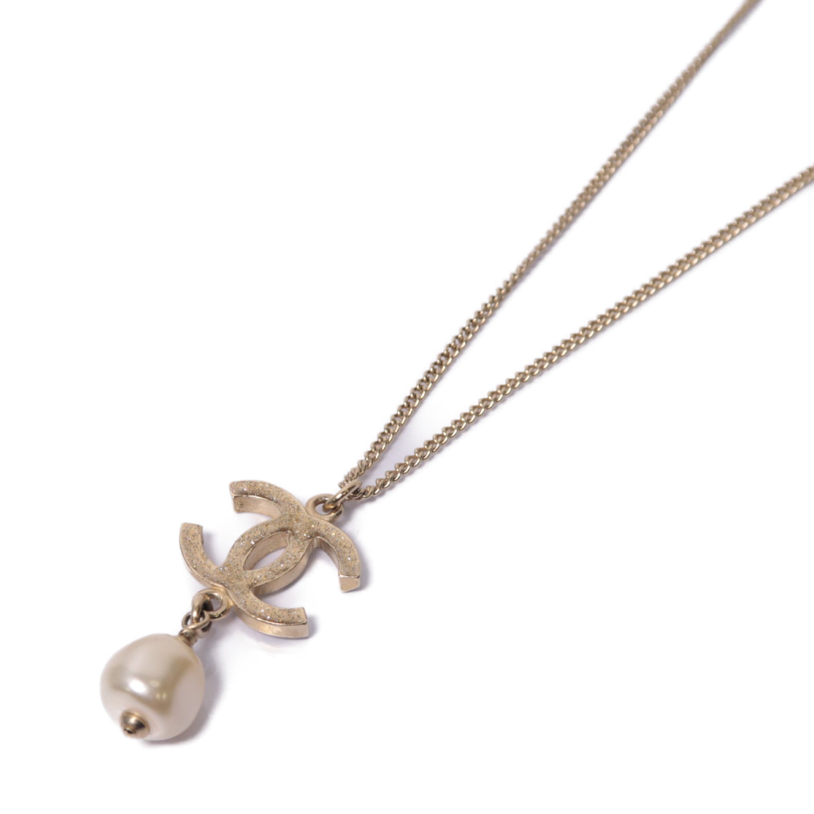CHANEL PVC/金屬Necklace項鍊白色/金色