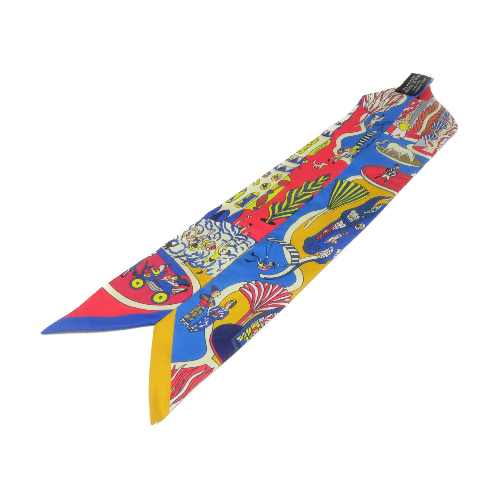 HERMES 絲質Twilly Scarf絲巾紅色/彩色
