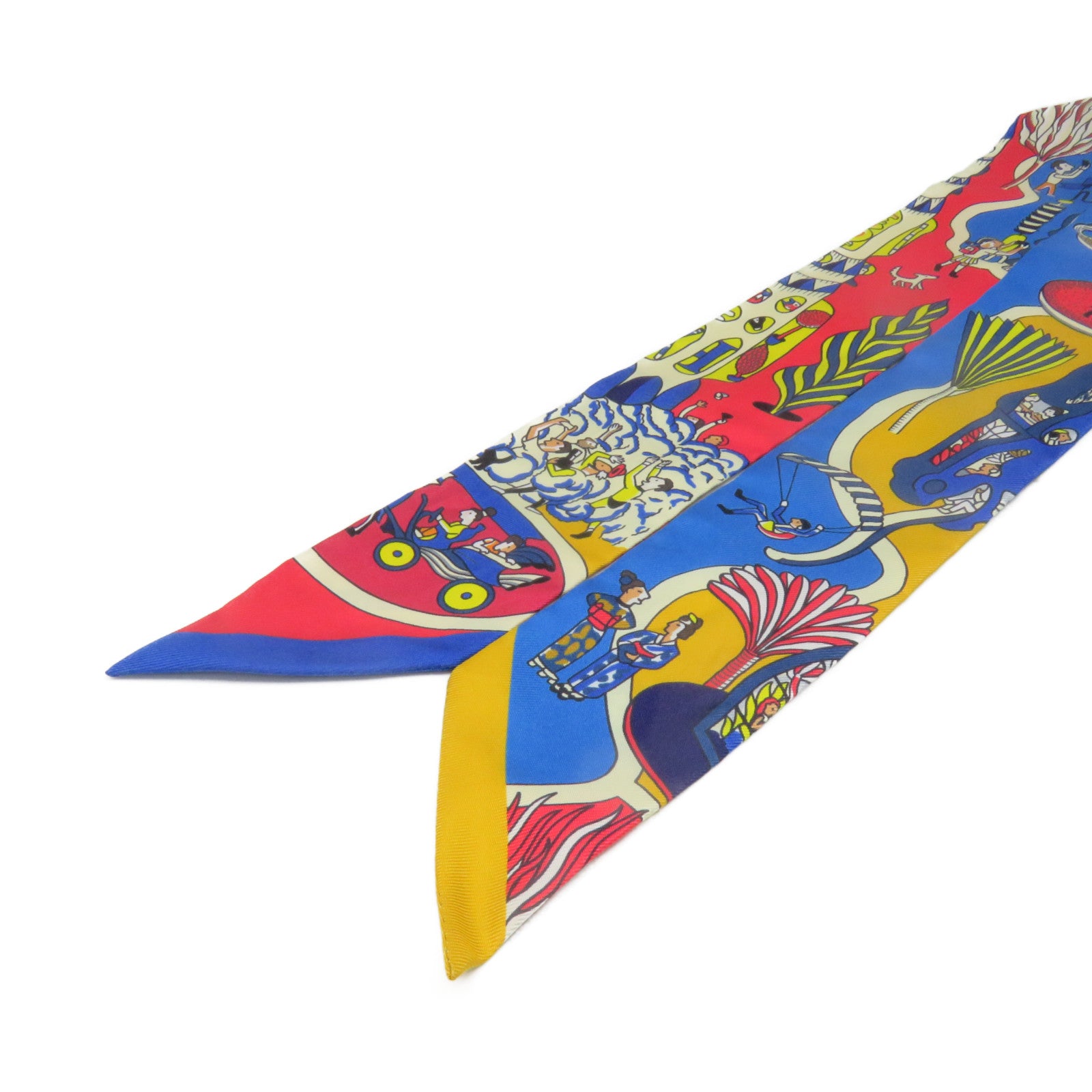 HERMES 絲質Twilly Scarf絲巾紅色/彩色