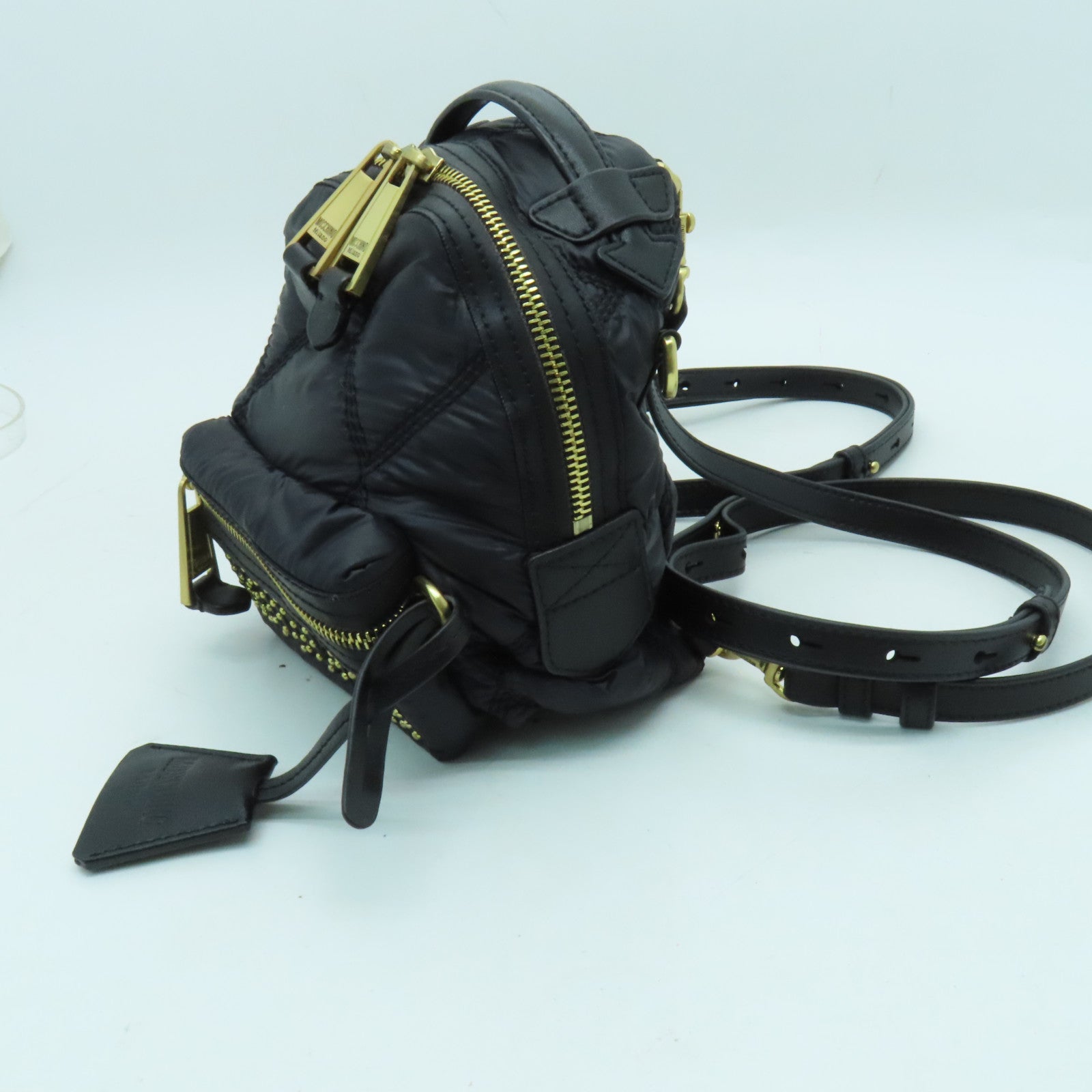 MOSCHINO 帆布Backpack金扣背包黑色