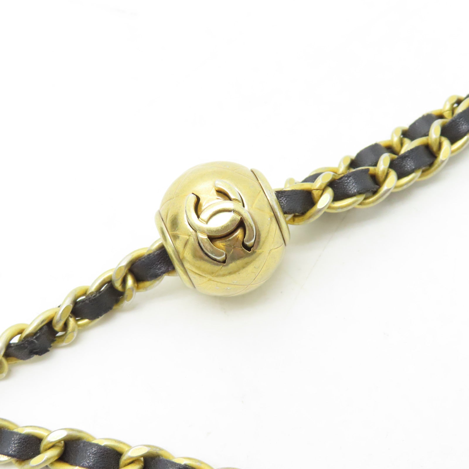 CHANEL 菱格羊皮皮革Chain Shoulder金扣鏈帶肩背袋黑色