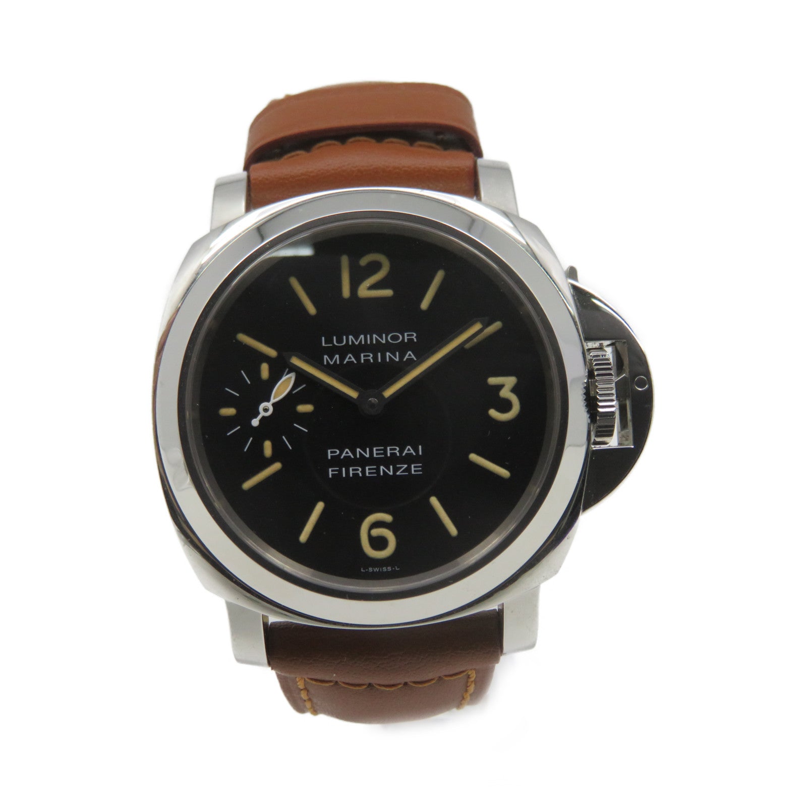 PANERAI PAM001 Watch不鏽鋼/牛皮皮革自動機芯手錶黑色/啡色