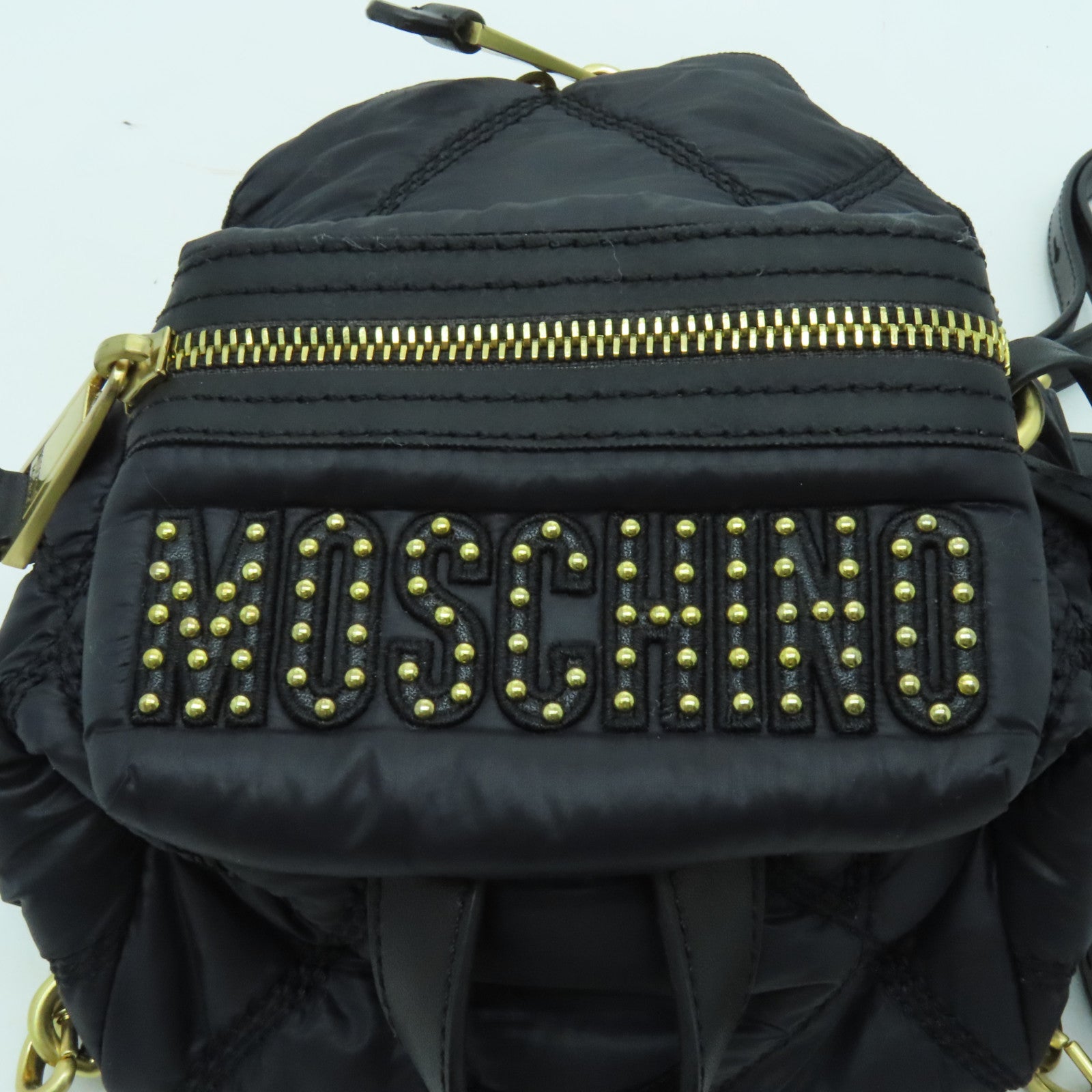 MOSCHINO 帆布Backpack金扣背包黑色