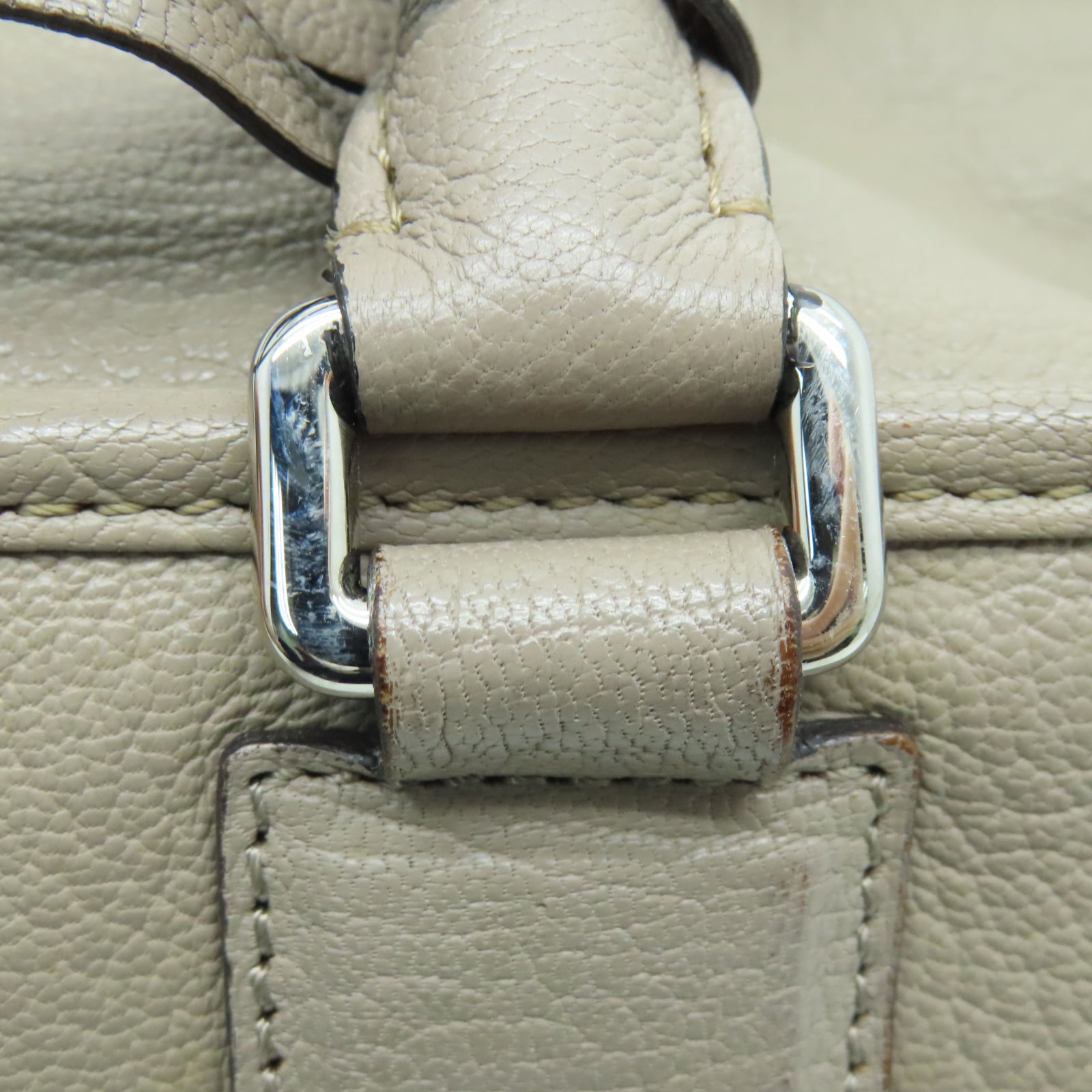 LOEWE 牛皮皮革Handbag銀扣手挽袋灰色