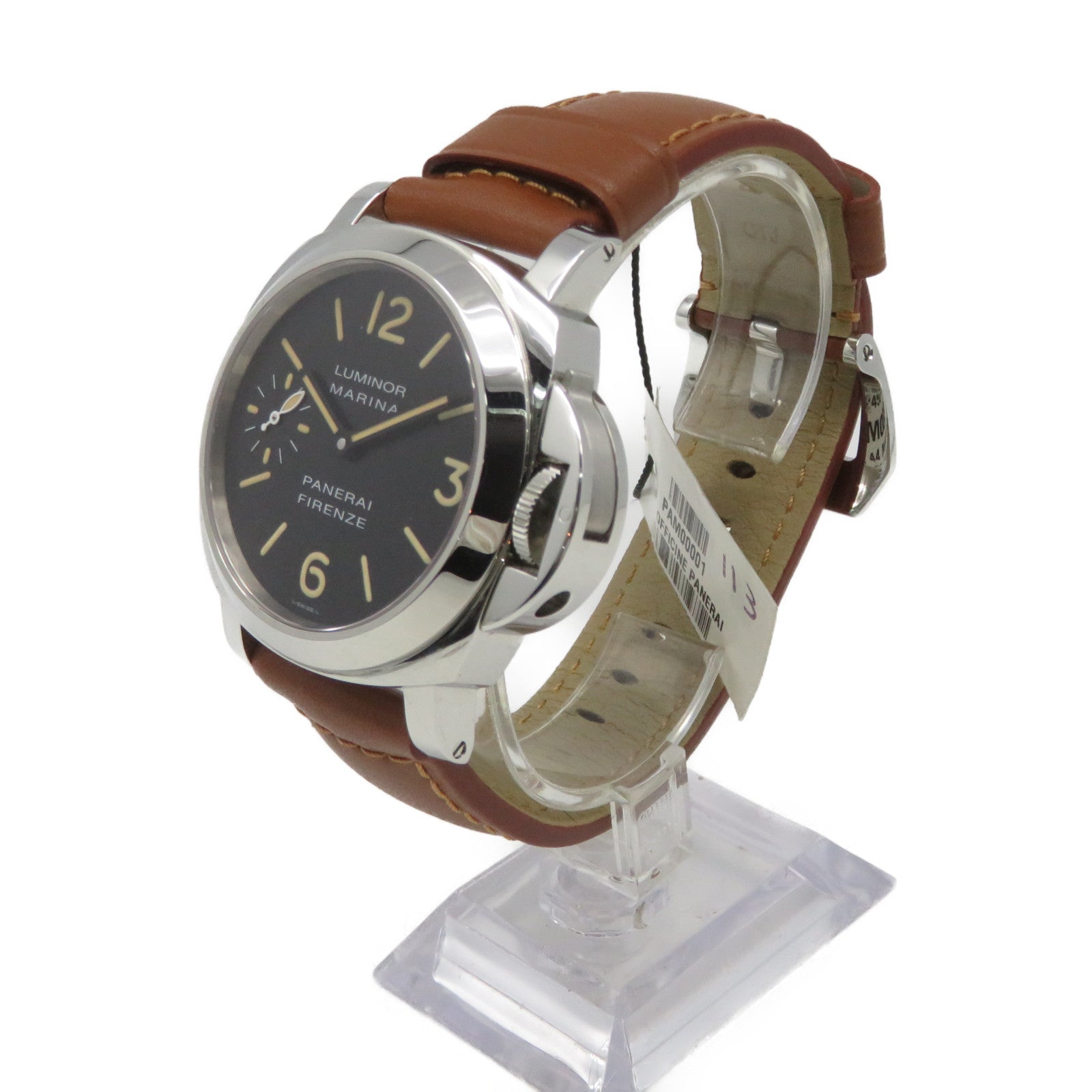 PANERAI PAM001 Watch不鏽鋼/牛皮皮革自動機芯手錶黑色/啡色