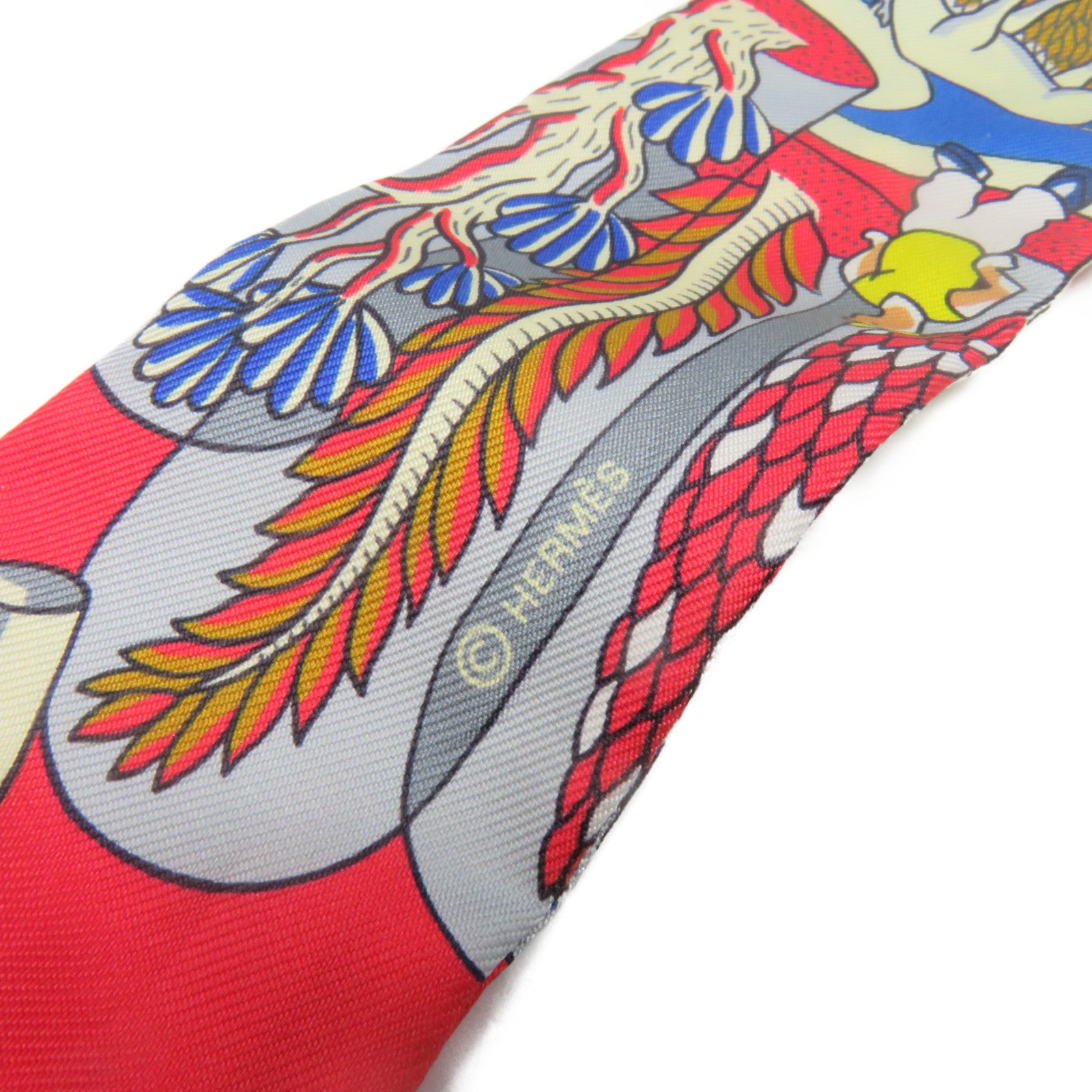 HERMES 絲質Twilly Scarf絲巾紅色/彩色