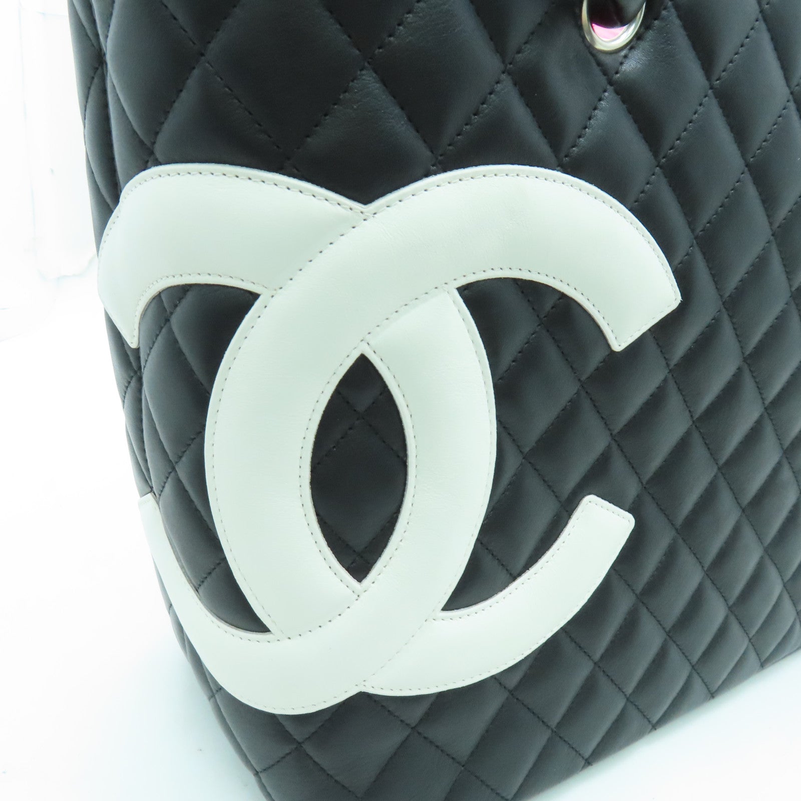 CHANEL 菱格牛皮皮革Cambon Line Tote Bag手挽袋/肩背袋黑色