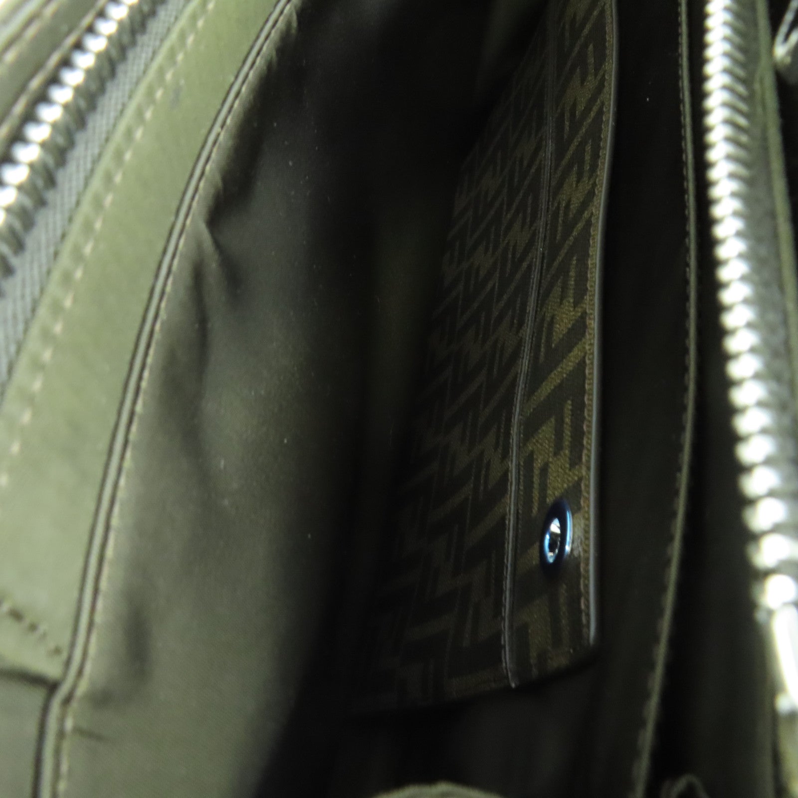 FENDI 尼龍Peekaboo銀扣手挽肩背兩用袋綠色